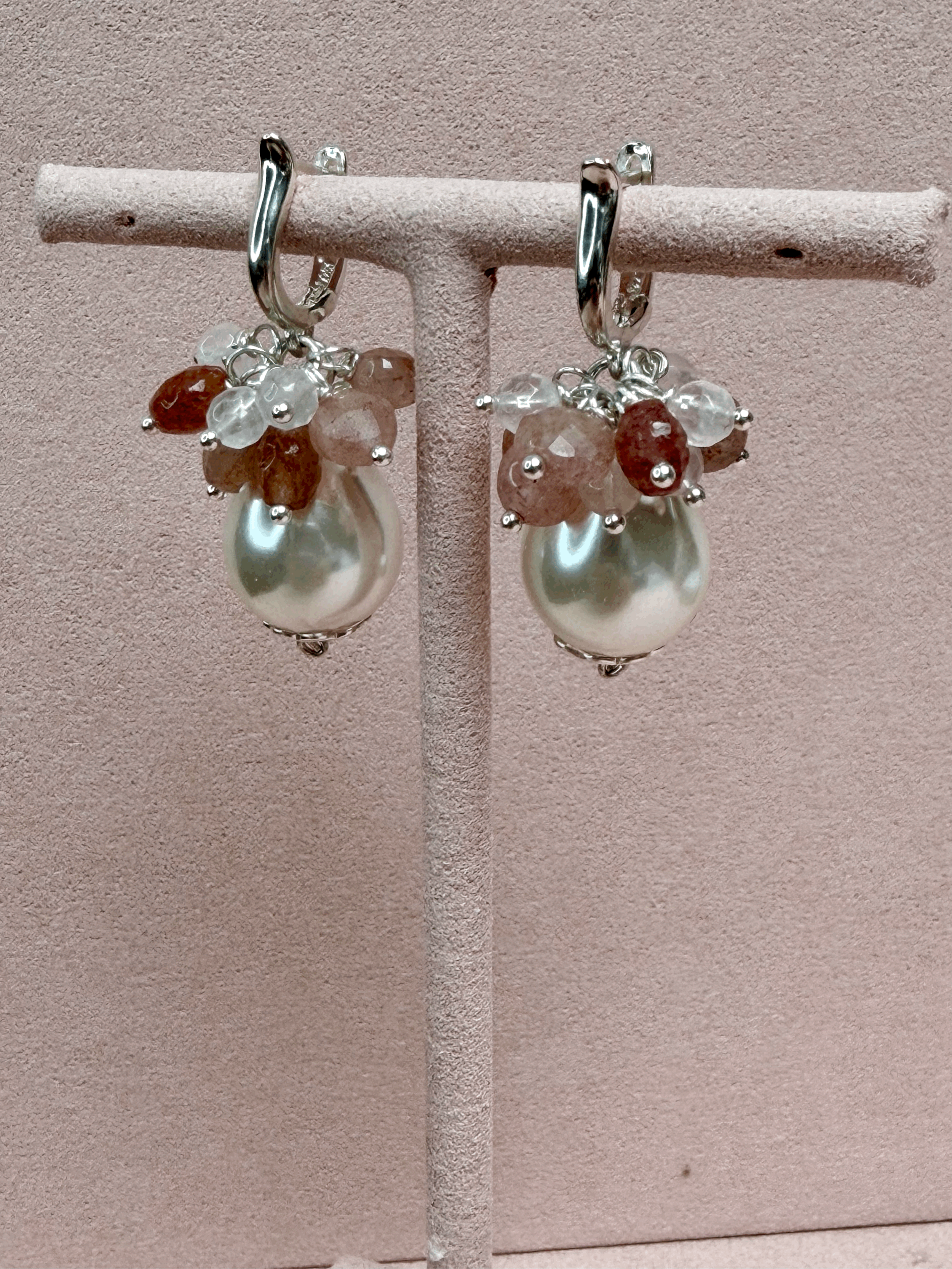 Pearl & Quartz Sterling Silver Earrings