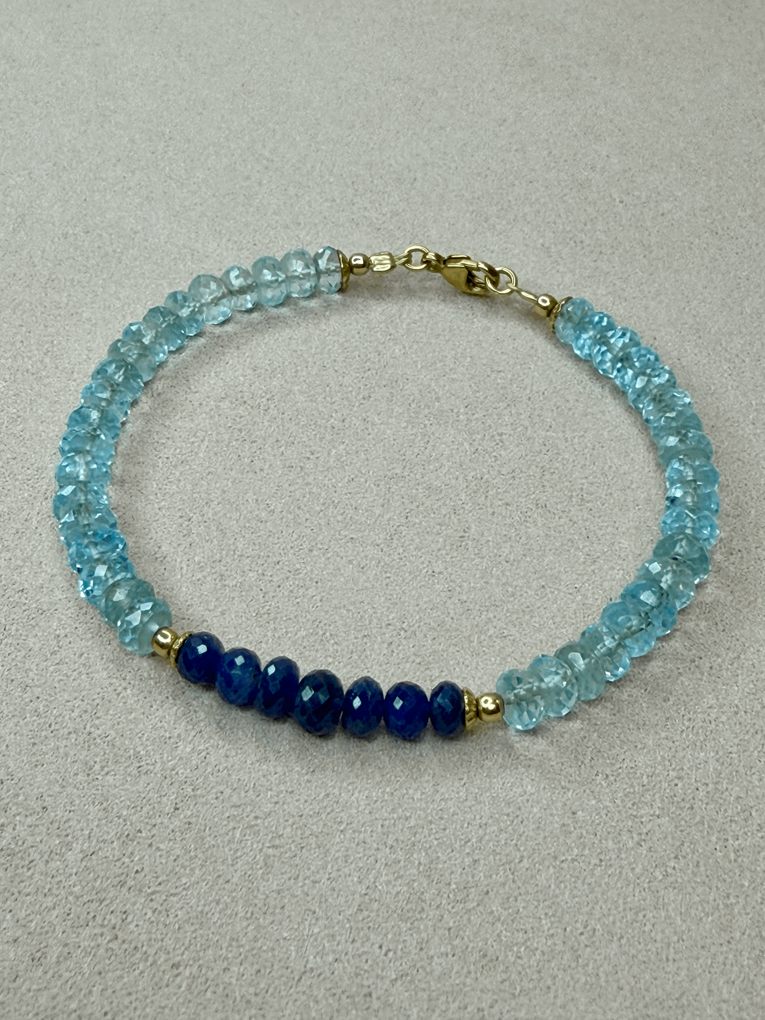 Luxury Sky Blue Topaz & Sapphire Bracelet with 18K Gold