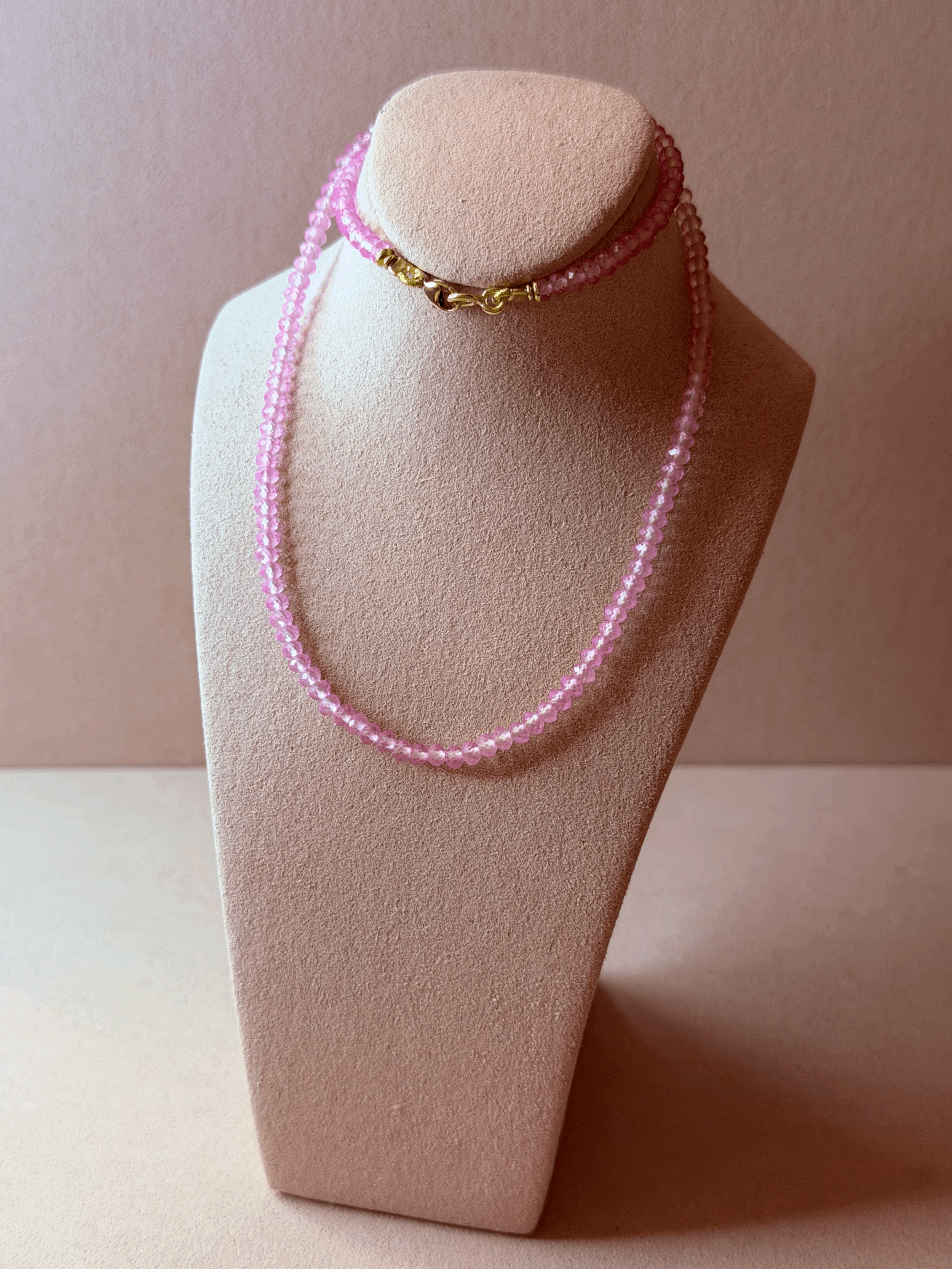 Pink Topaz and 18K Gold Elegance Necklace