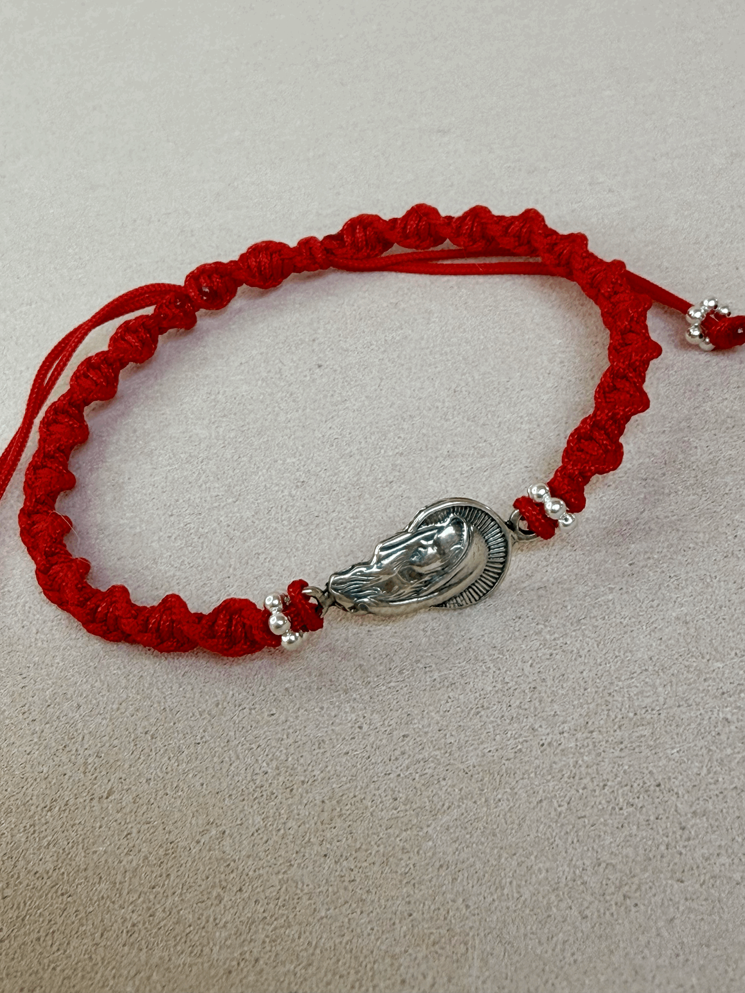 Red String Protection Bracelet with Holly Mary Charm