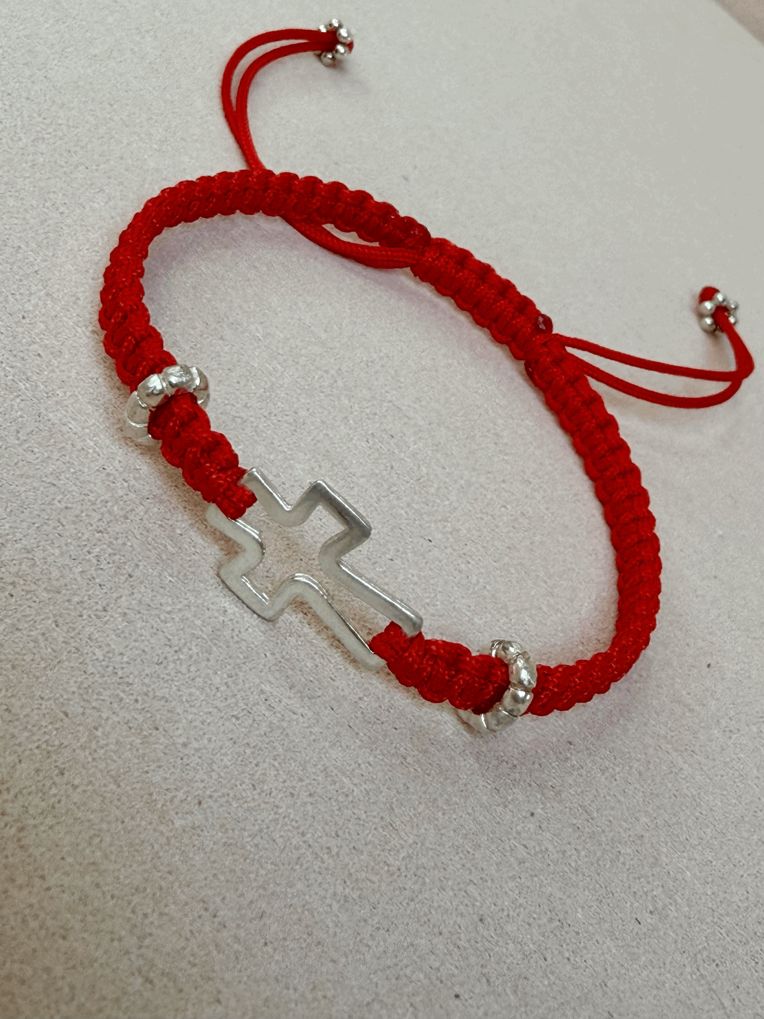 Red String Protection Bracelet with Silver Cross