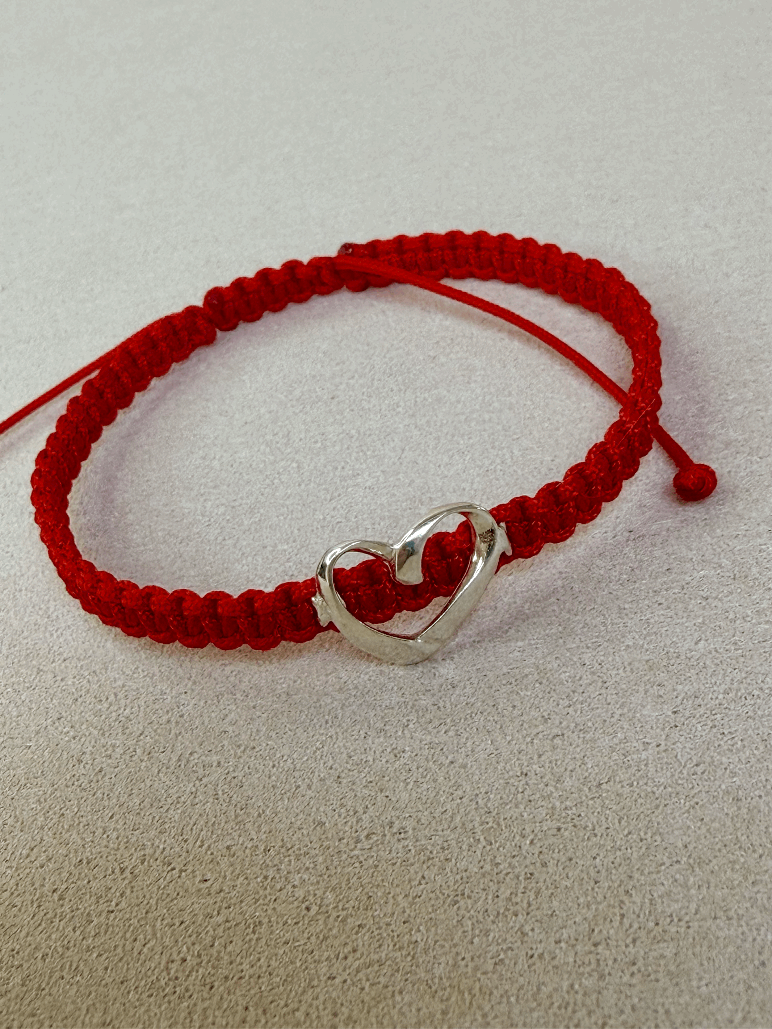 Red String Protection Bracelet with Sterling Silver Heart