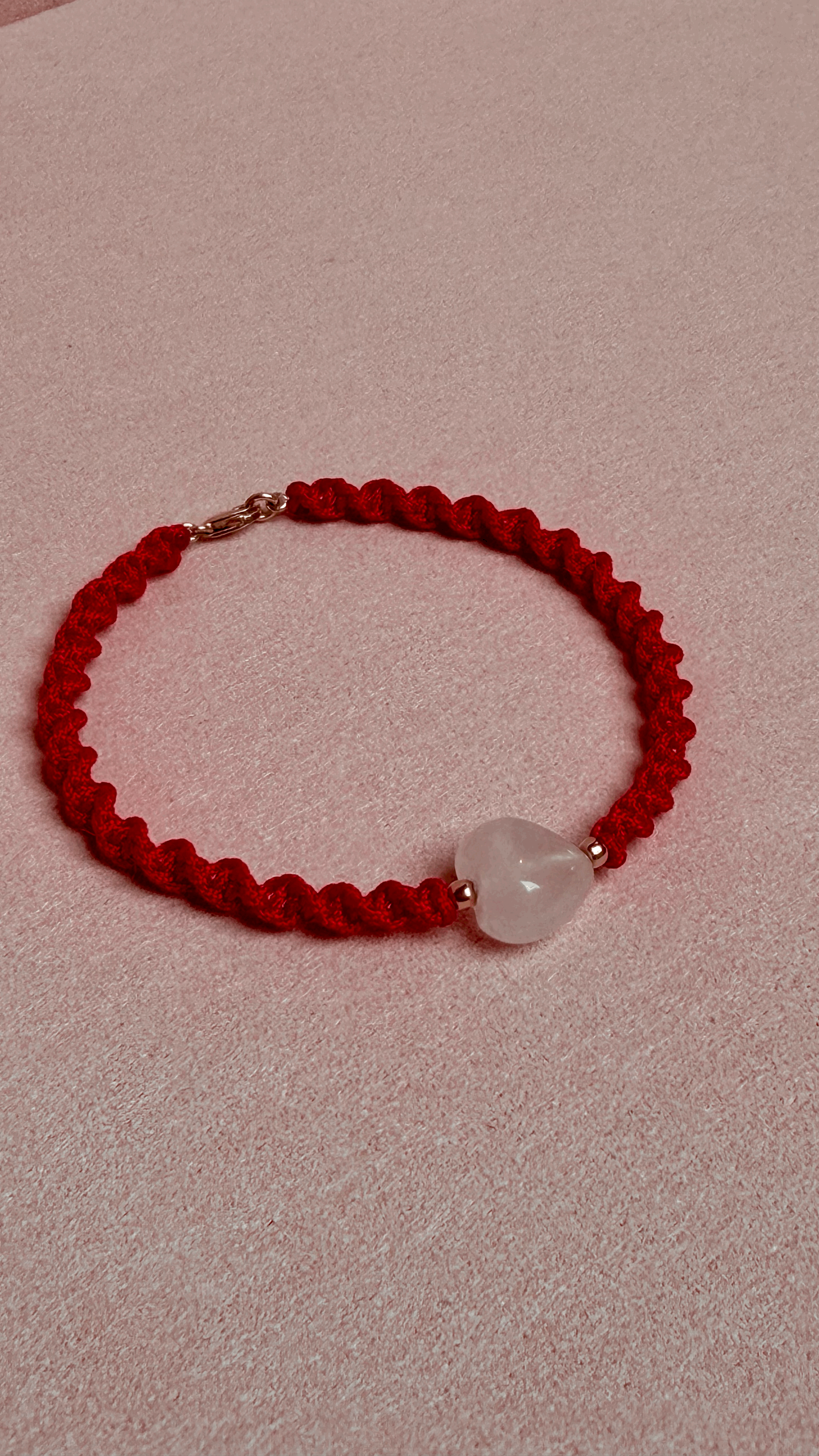 Rose Quartz Heart Red String Protection Bracelet