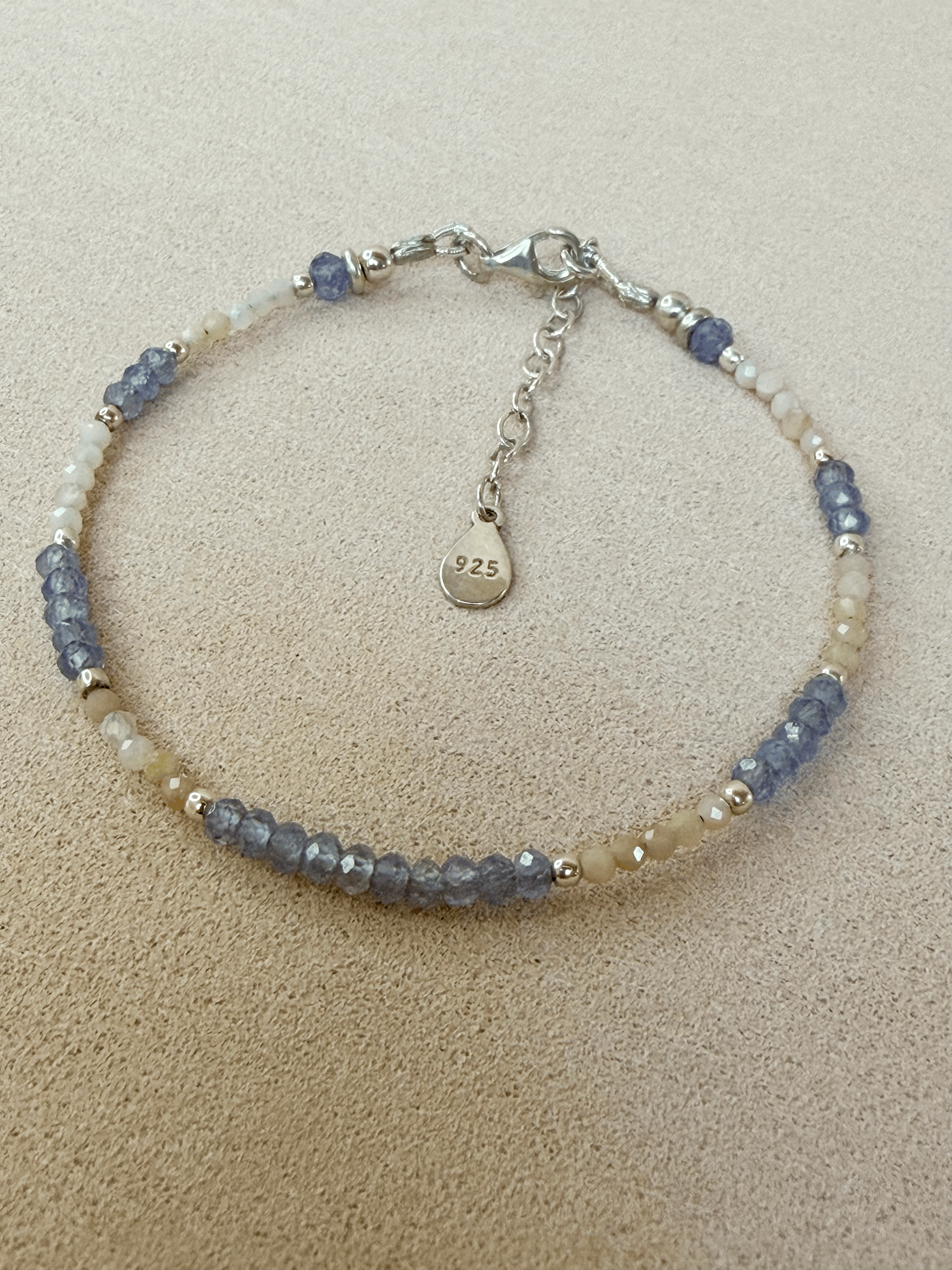 Minimalist Pink Opal & Tanzanite Bracelet