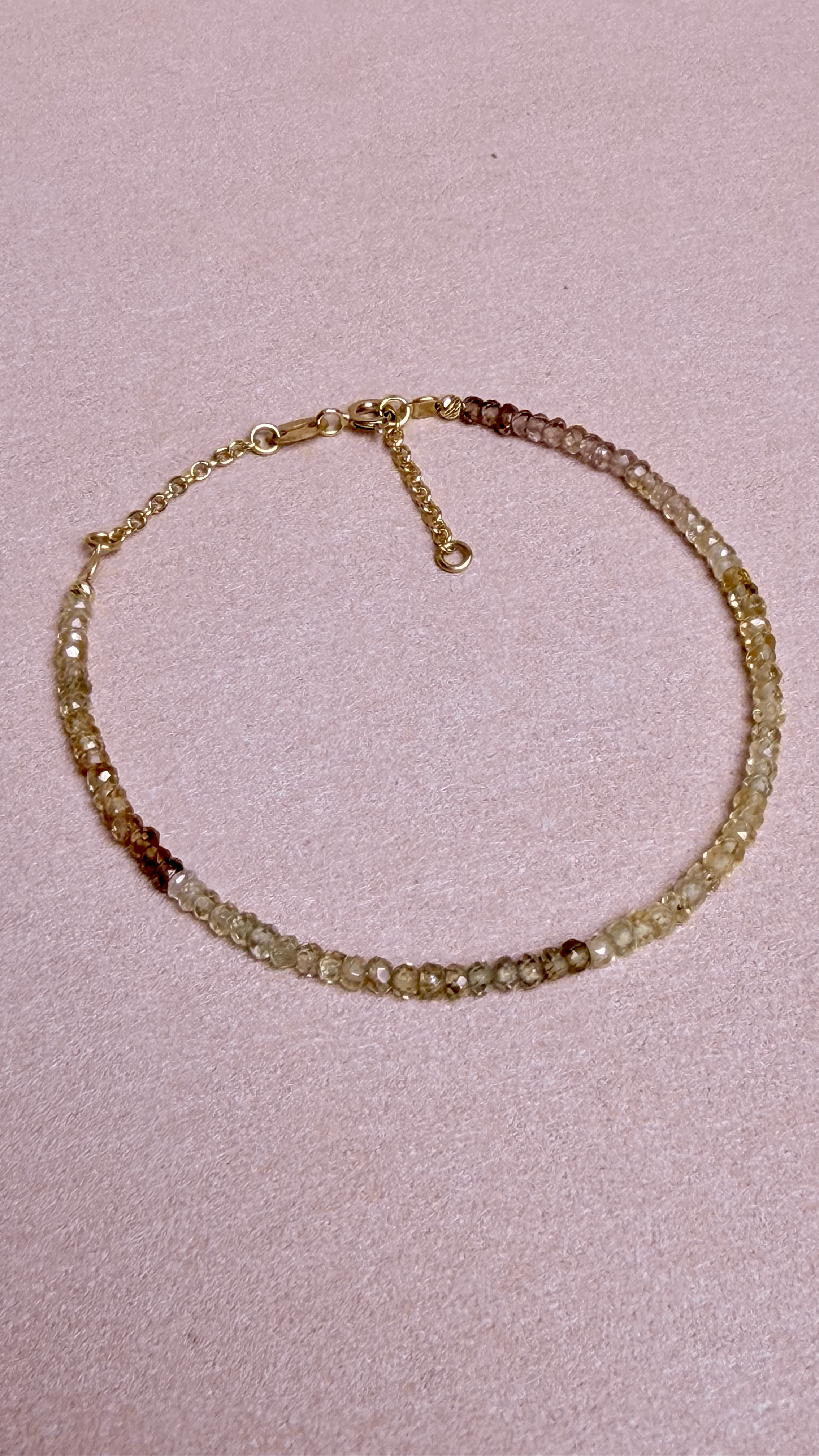 Zircon & 18K Gold Adjustable Bracelet