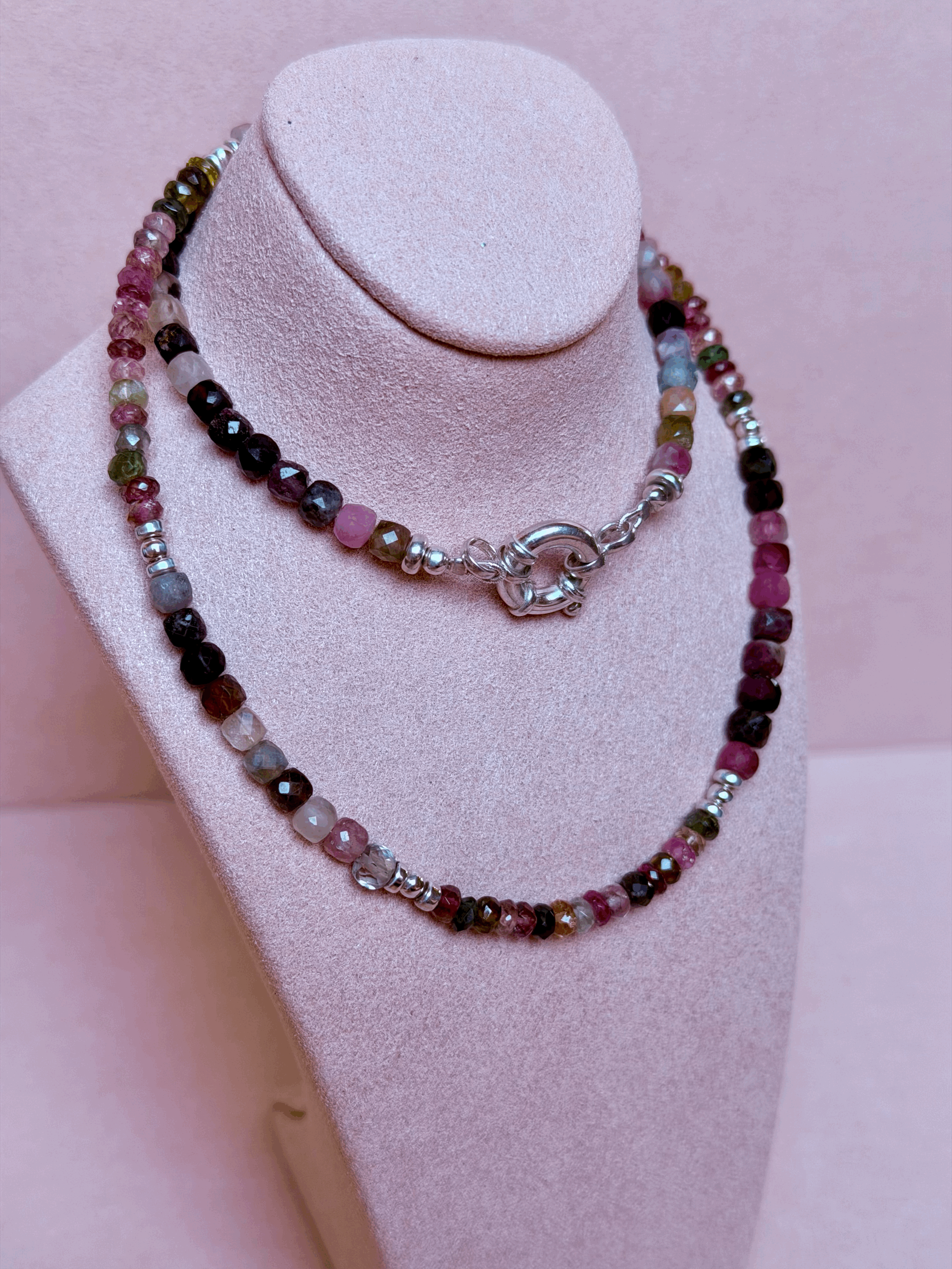 Multi-Tourmaline Necklace with Sterling Silver