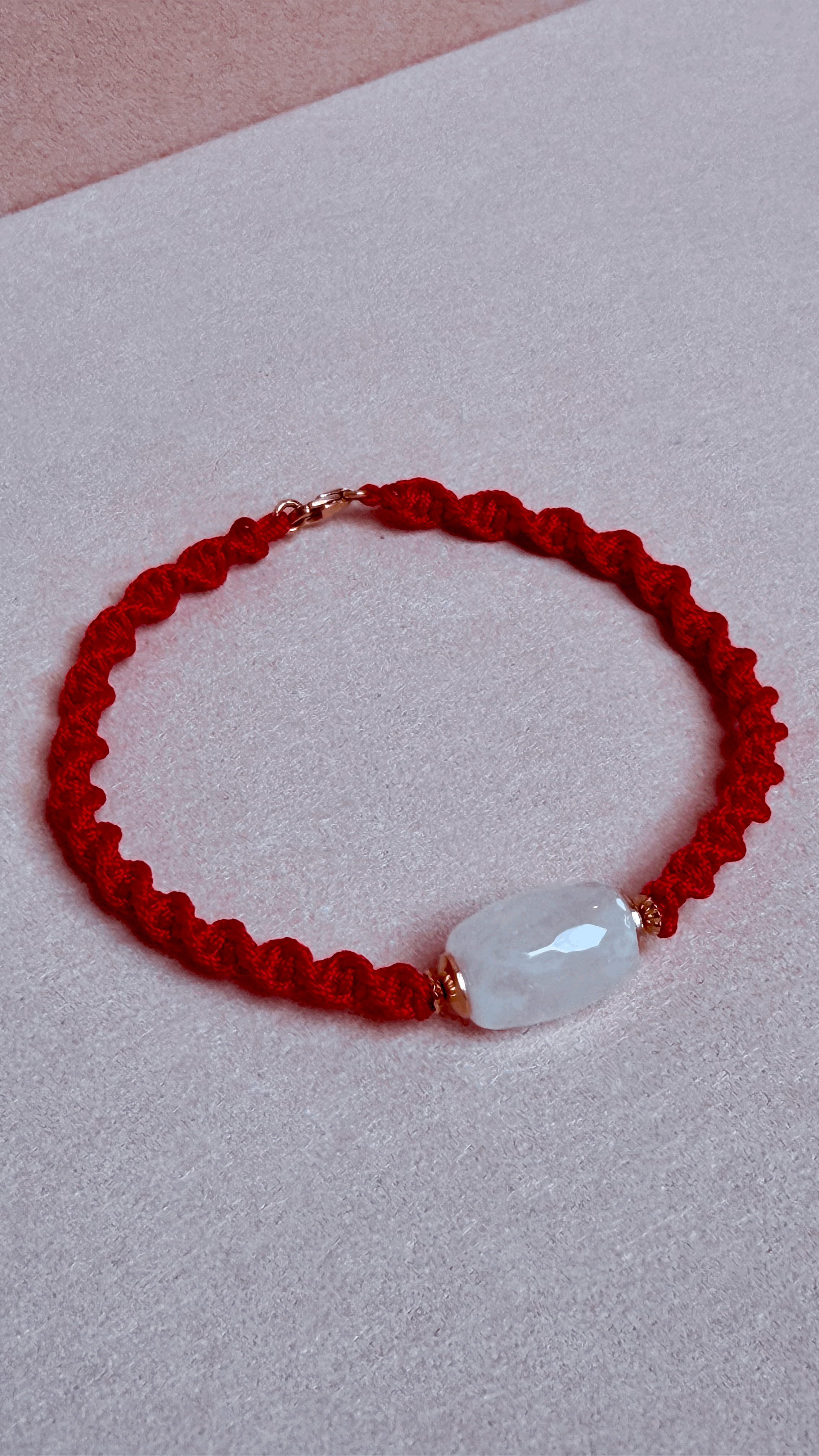 Elegant Red String Rose Quartz Bracelet with 18K Gold
