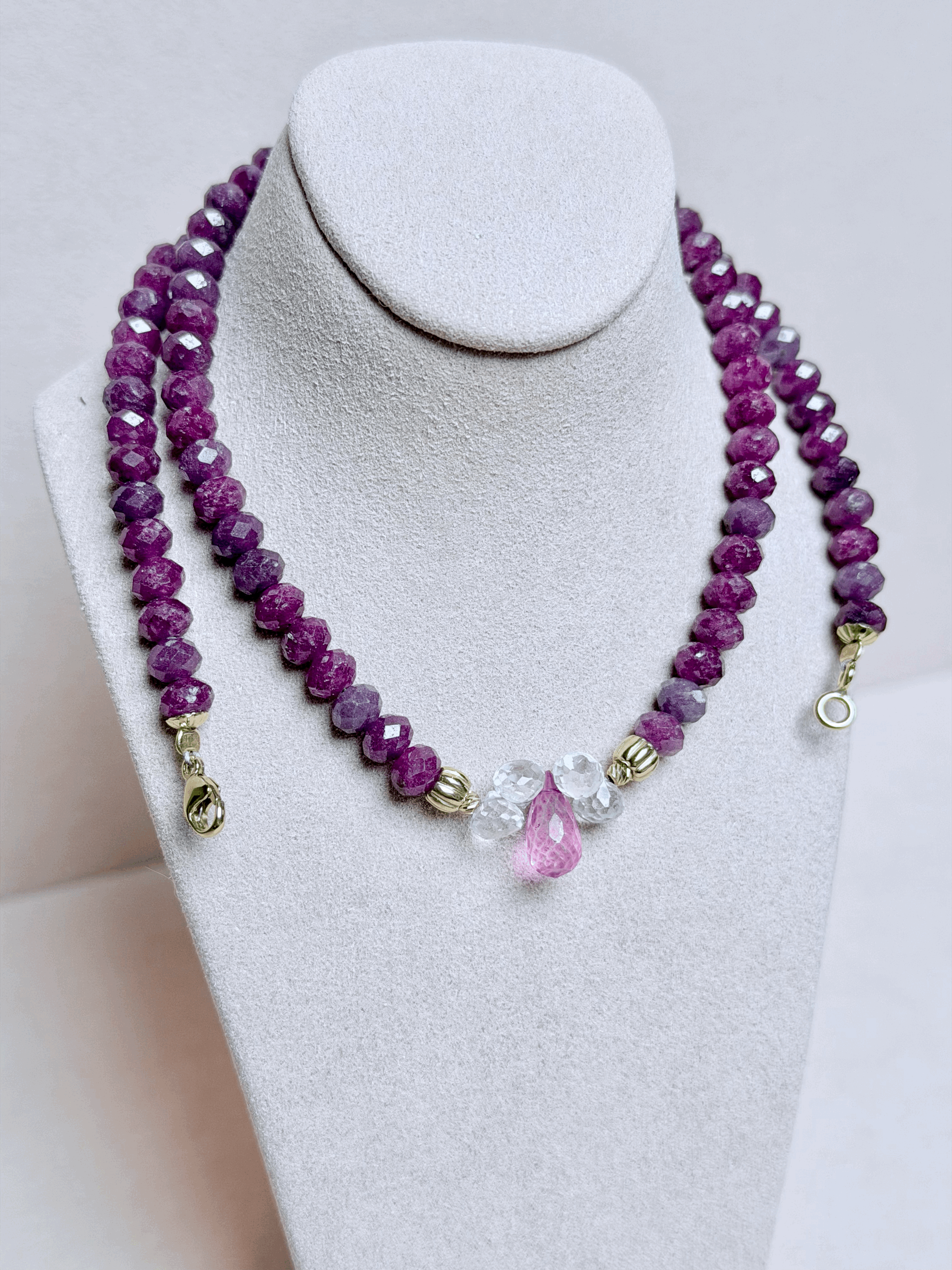 Exquisite Ruby and Sapphire Necklace in 18k Gold
