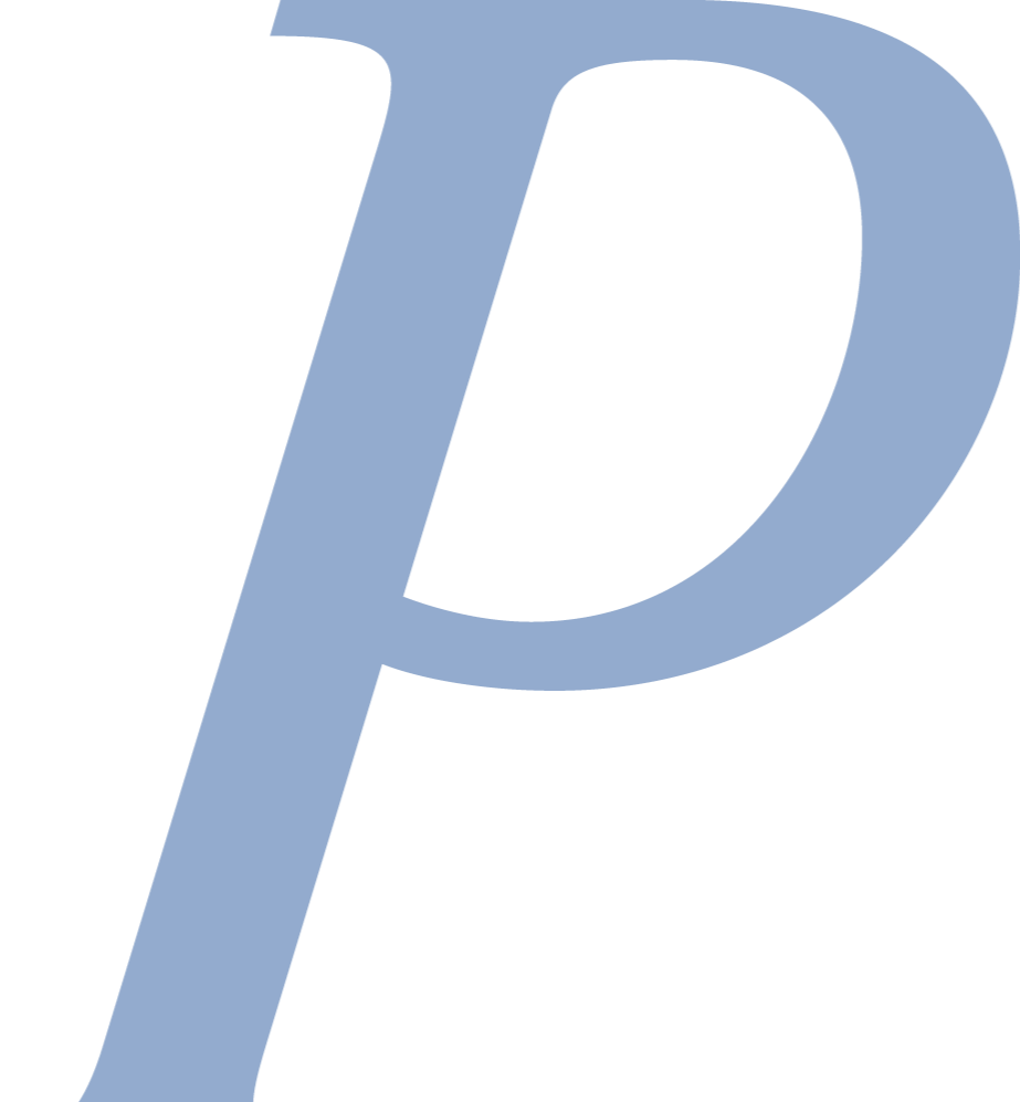 Großer blauer Buchstabe 'P'