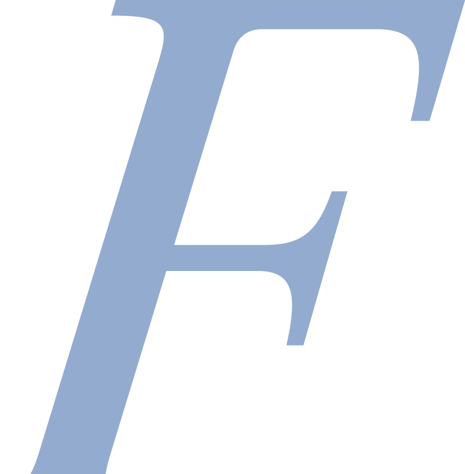 Grosser blauer Buchstabe 'F'