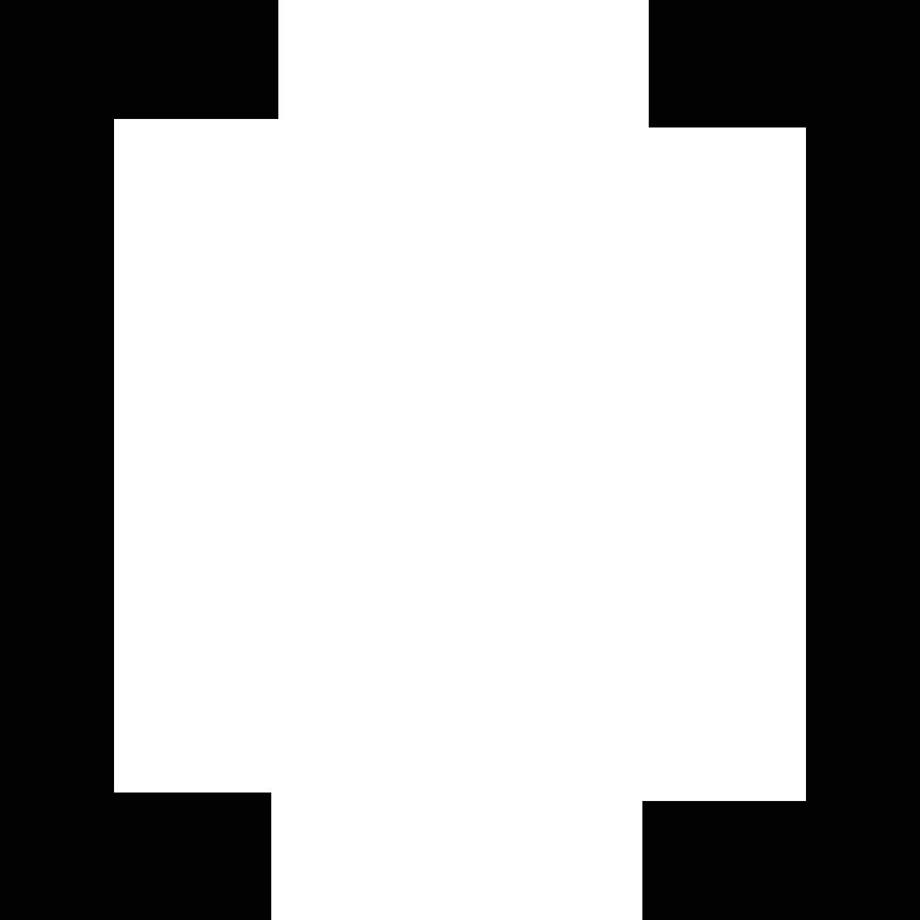 Geometric drawing of an outline square with sections divided by vertical, horizontal, and half circle lines.