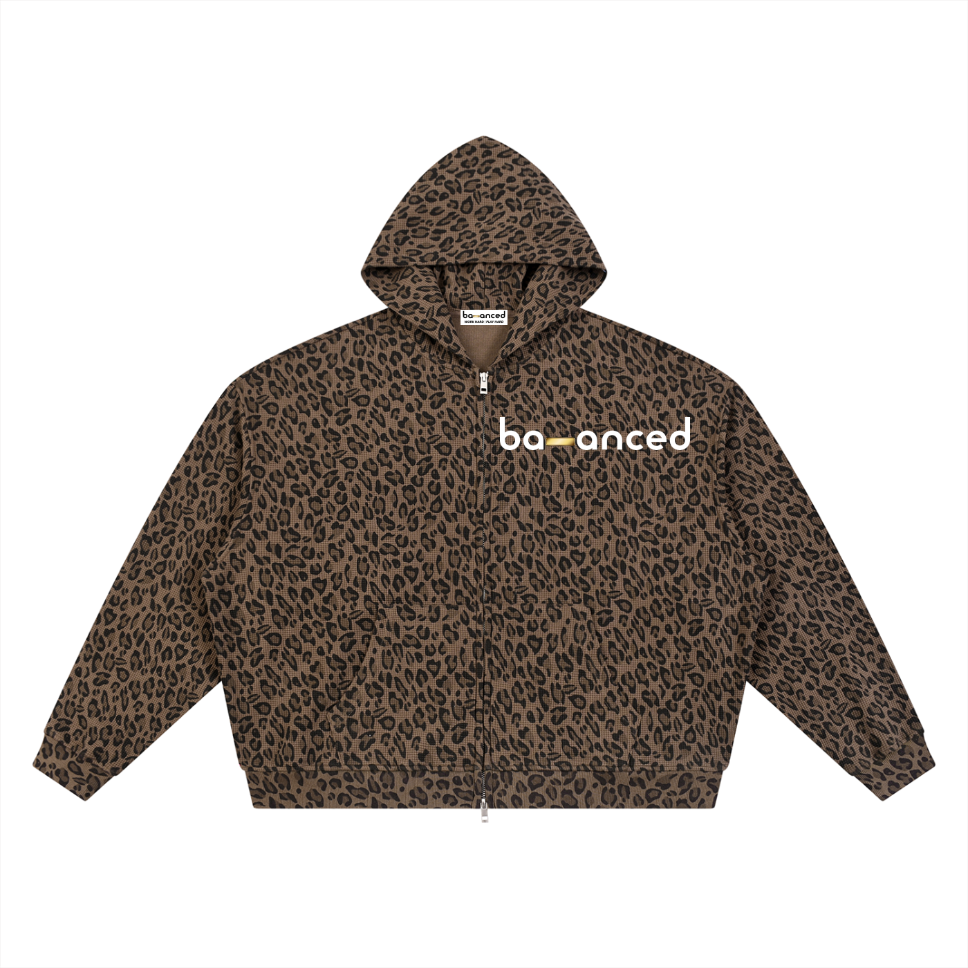 LEOPARD WAFFLE ZIP HOODIE