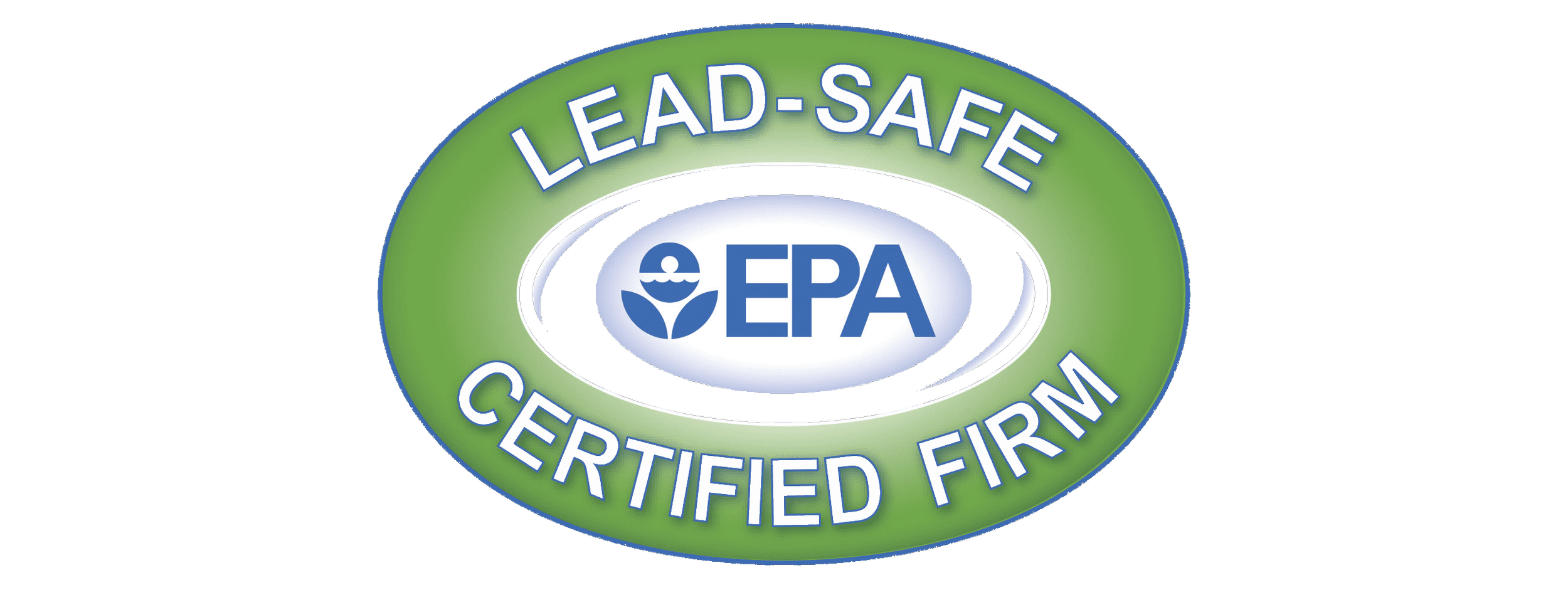EPA Lead-Safe Certified Firm logo with green and black oval design and white text.