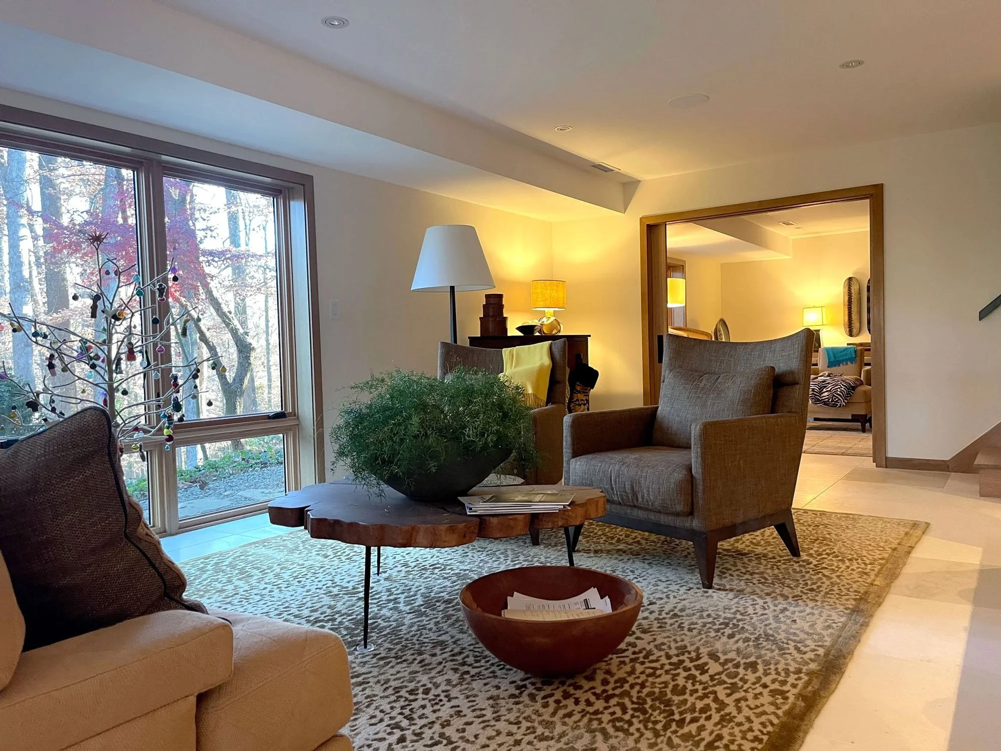 A modern new addition guest living quarters home with furniture to match provides privacy.