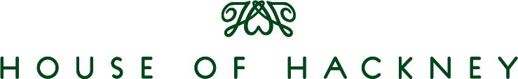 Logo of House of Hackney with green stylized eagle and text on a black background.