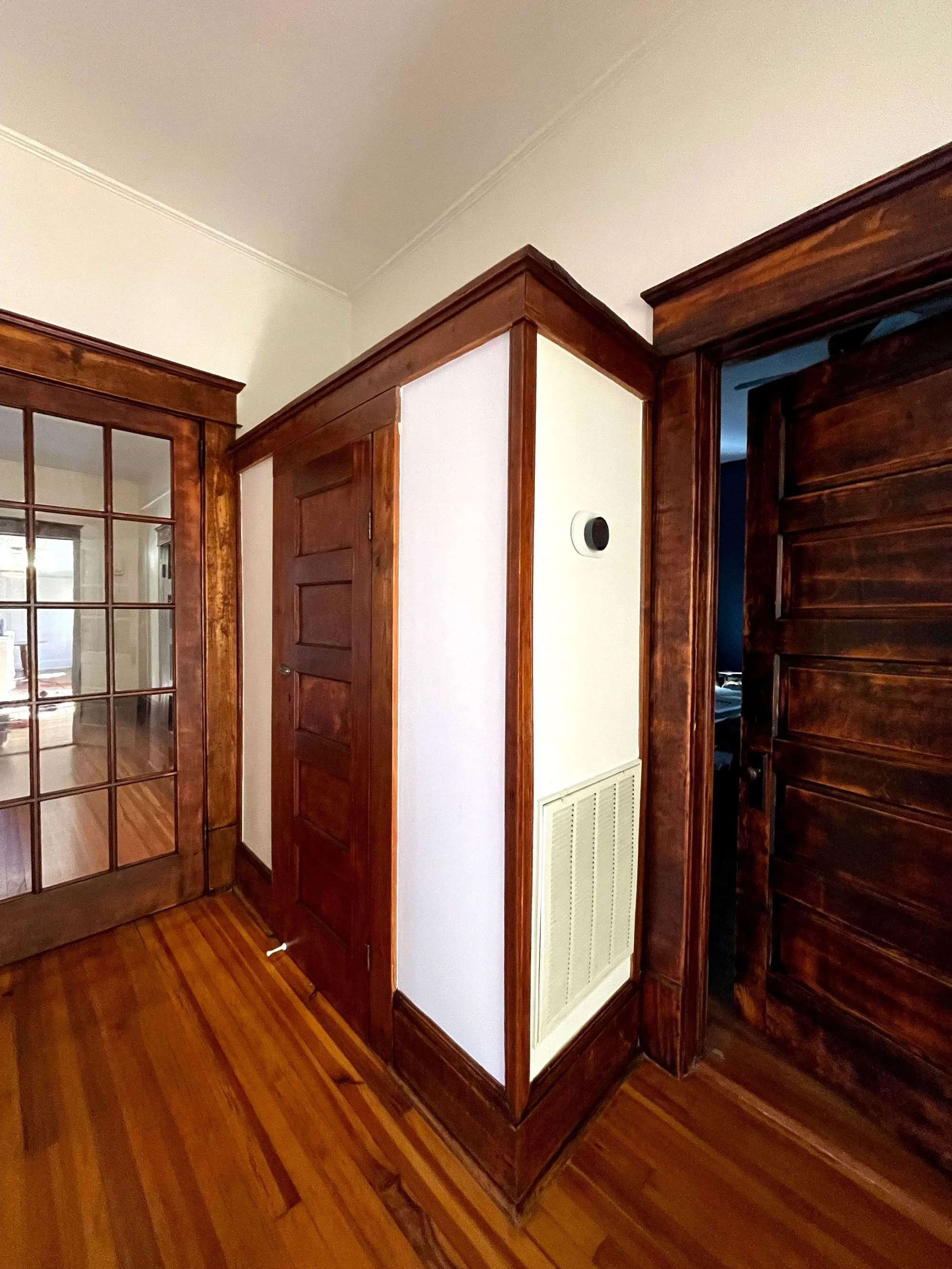 A classic Durham old home, where the wooden trim and doors needed re-staining and sealing.