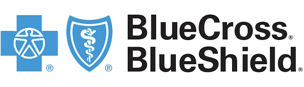 Blue Cross Blue Shield logo featuring a blue cross, a shield with a snake coiled around a staff, and the company name in black text.