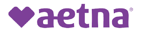 A purple heart symbol followed by the word 'aetna' in purple lowercase letters.