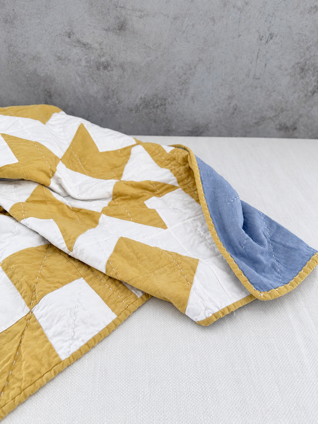 Hand-Dyed Quilt No. 01 — Pomegranate & Chambray