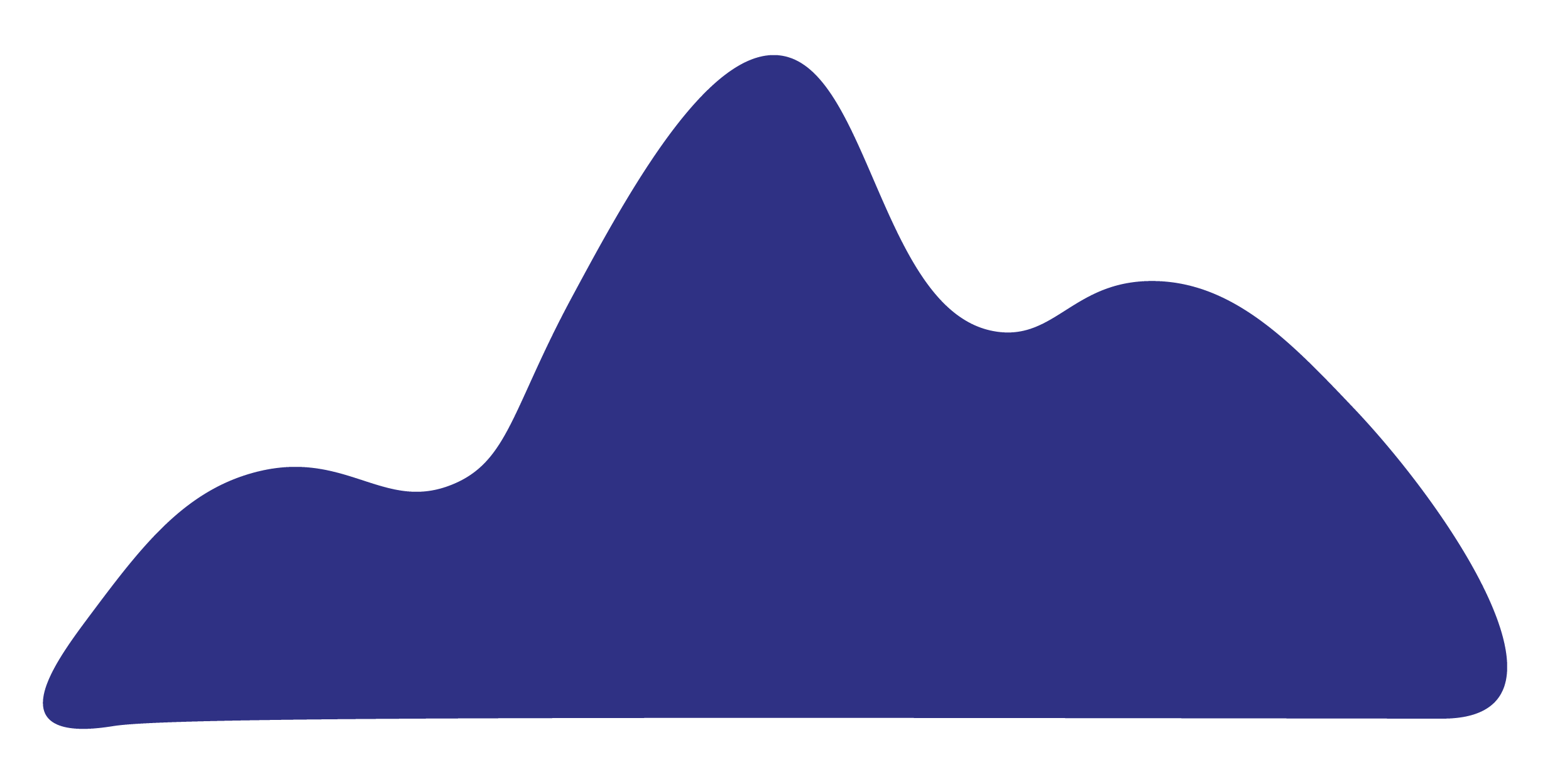 An illustration of a mountain range with three peaks, colored in shades of blue.