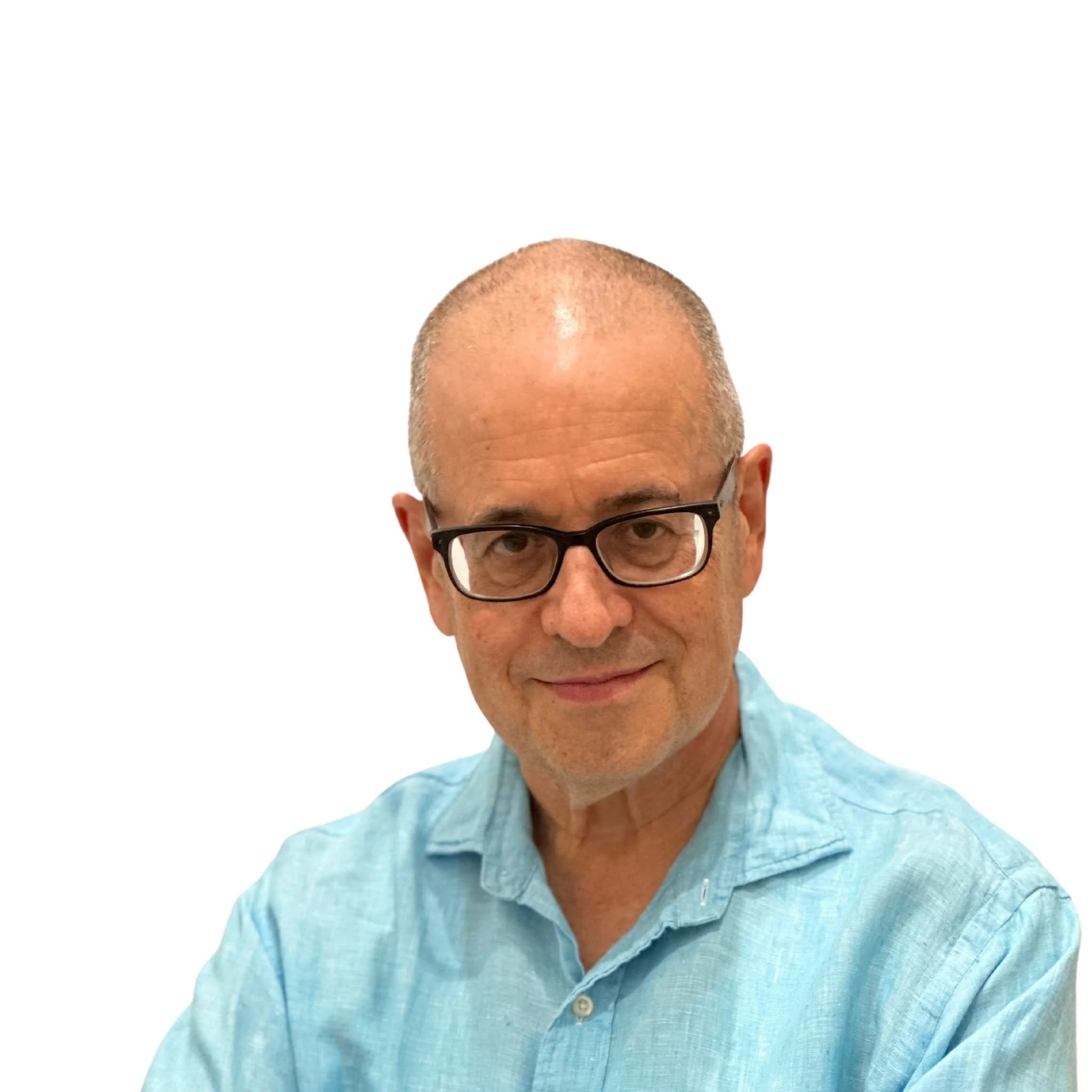 Dr. Daniel Cameron, an expert in the diagnosis and treatment of Lyme disease, smiling in a light blue button-down shirt against a plain white background