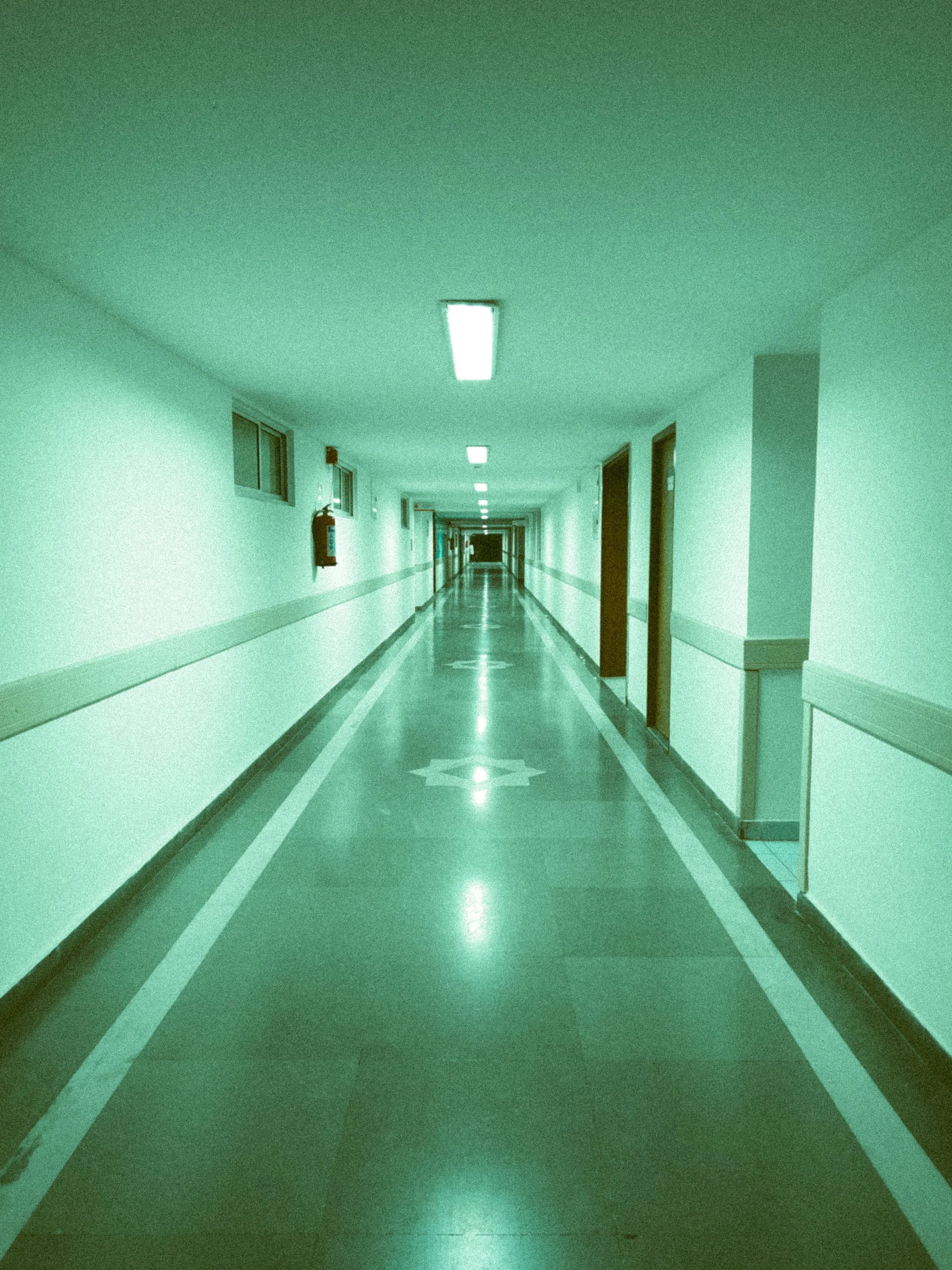 An empty hospital hallway