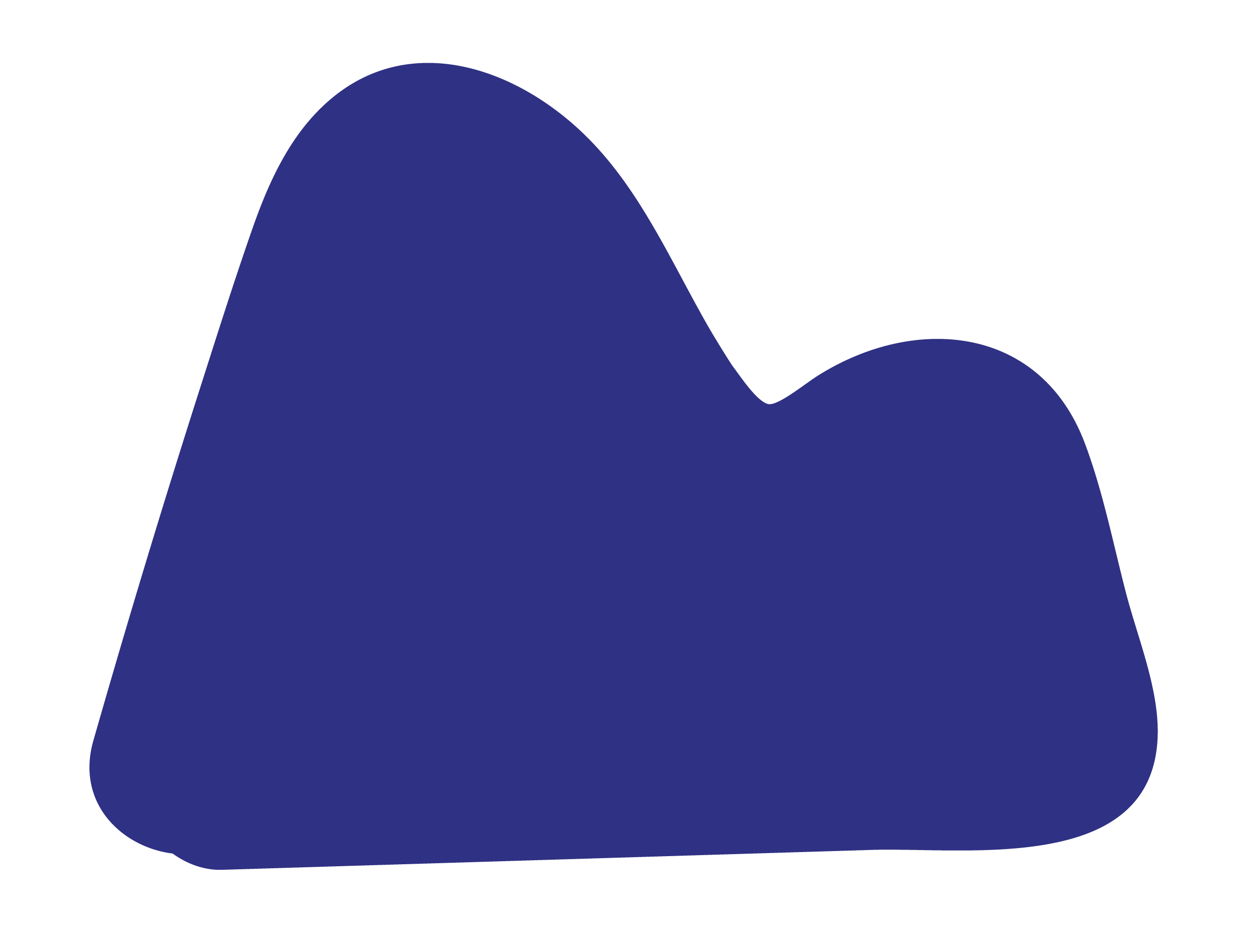 A dark blue, rounded mountain landscape silhouette.