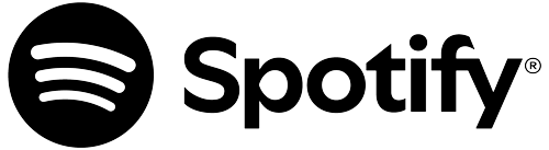 Spotify logo with black background and white text