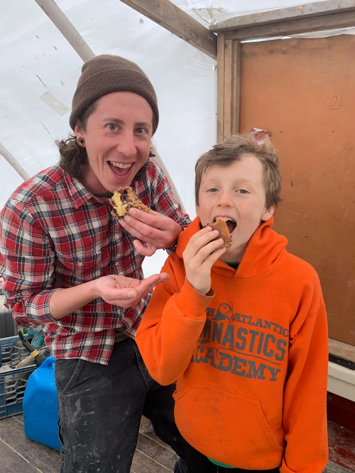 Deckhand Pepper and Oscar reaping the rewards. Yum!