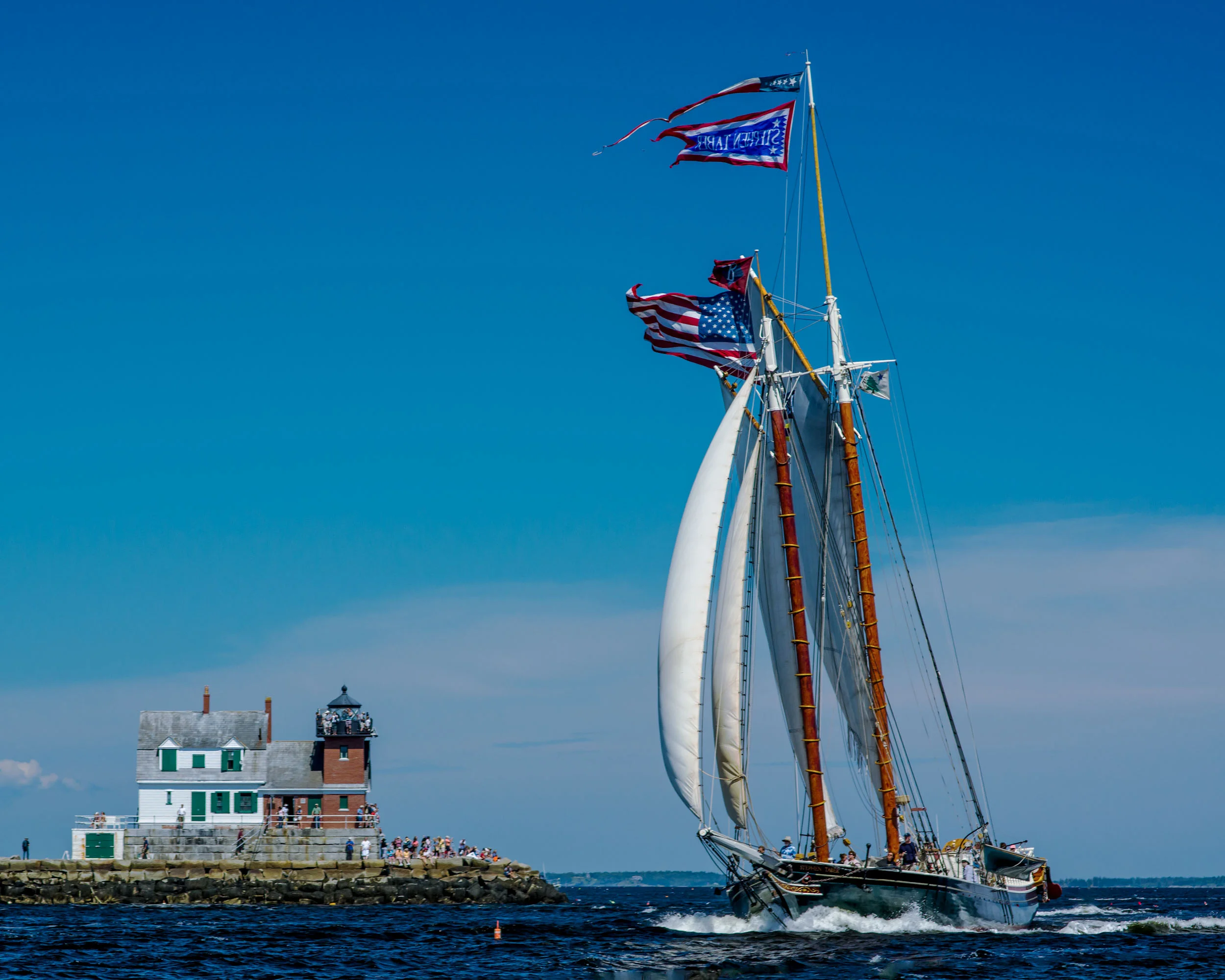The Taber rounding the Rockland Breakwater Lighthouse. Photo: Charles Durfor