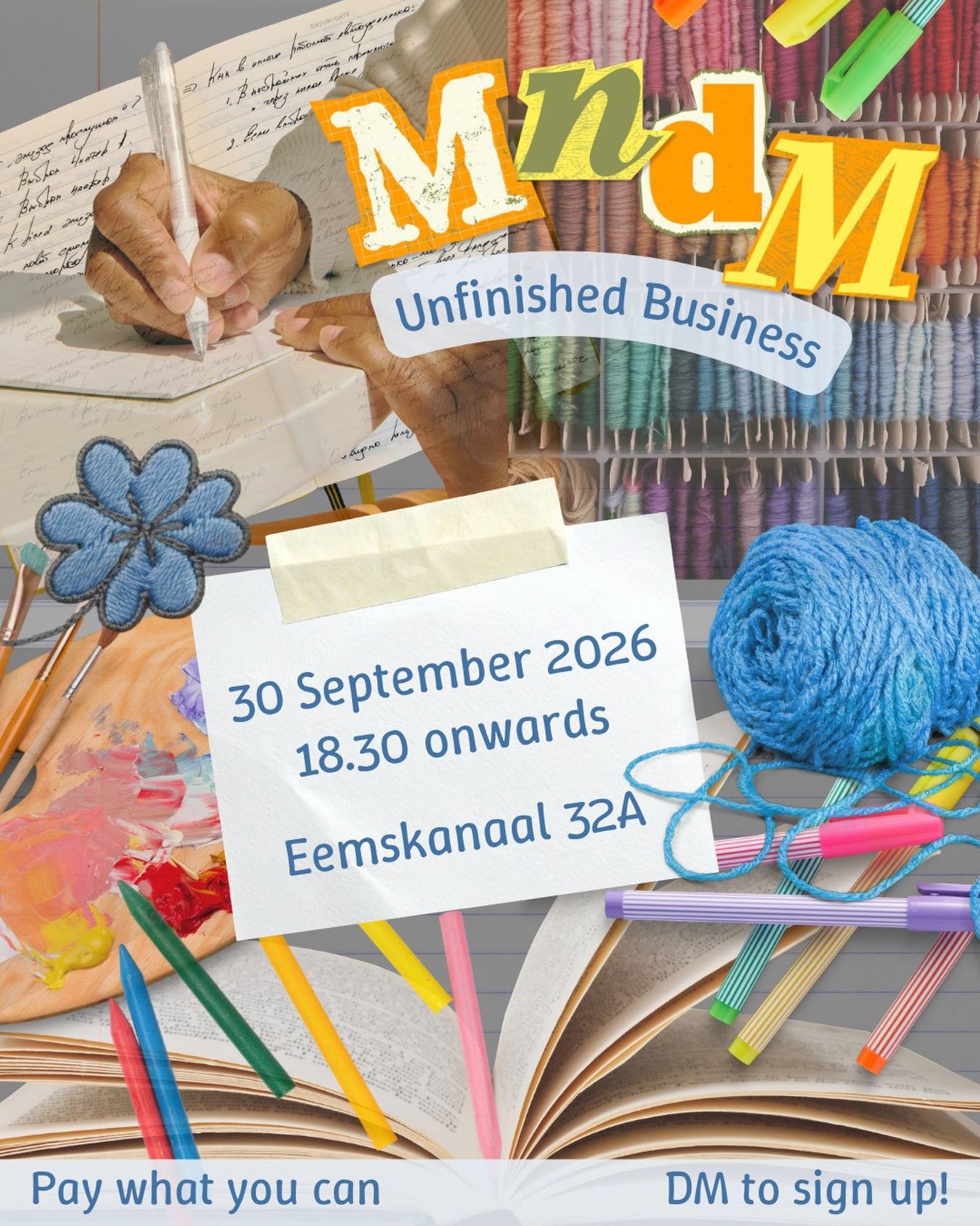👔 MNDM: UNFINISHED BUSINESS ☎️
Back at it again! Due to the appreciation last time, we ask you once again to bring projects that you haven&rsquo;t found the time to work on lately. Connect over a nice meal as always, and work on a project your hands