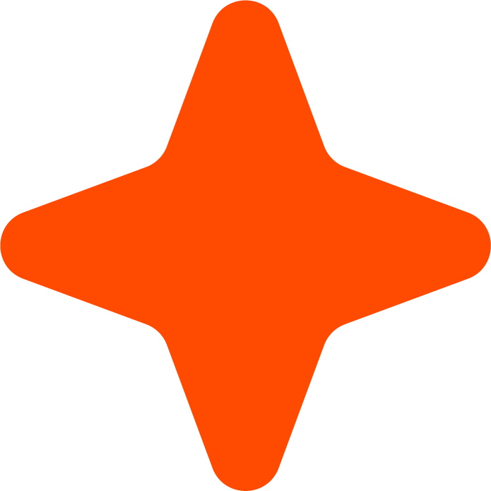Forme géométrique orange au centre, avec quatre pointes