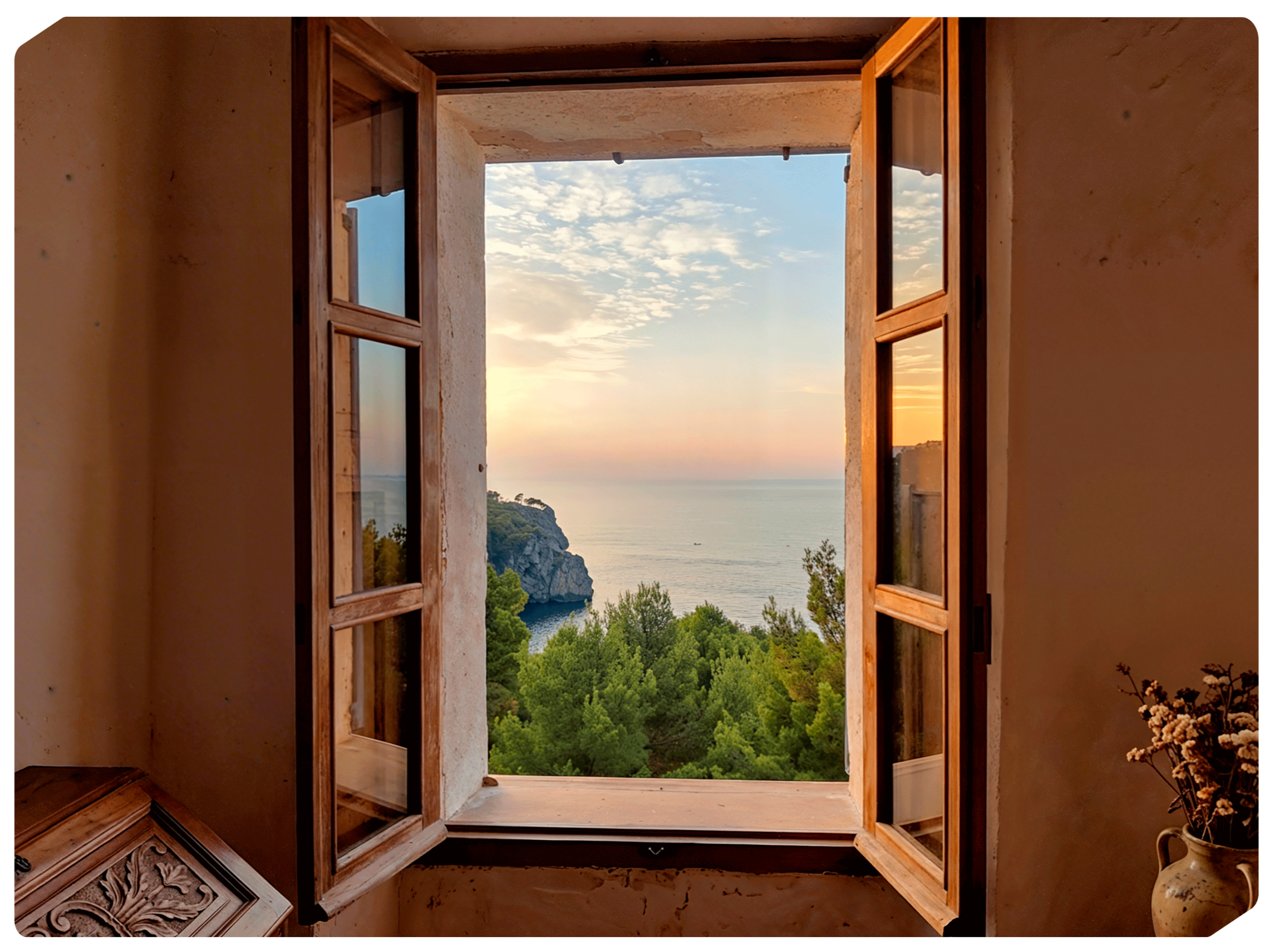 A curated environment by MED RESET: bespoke Mediterranean spaces designed for executive focus and reconnection.