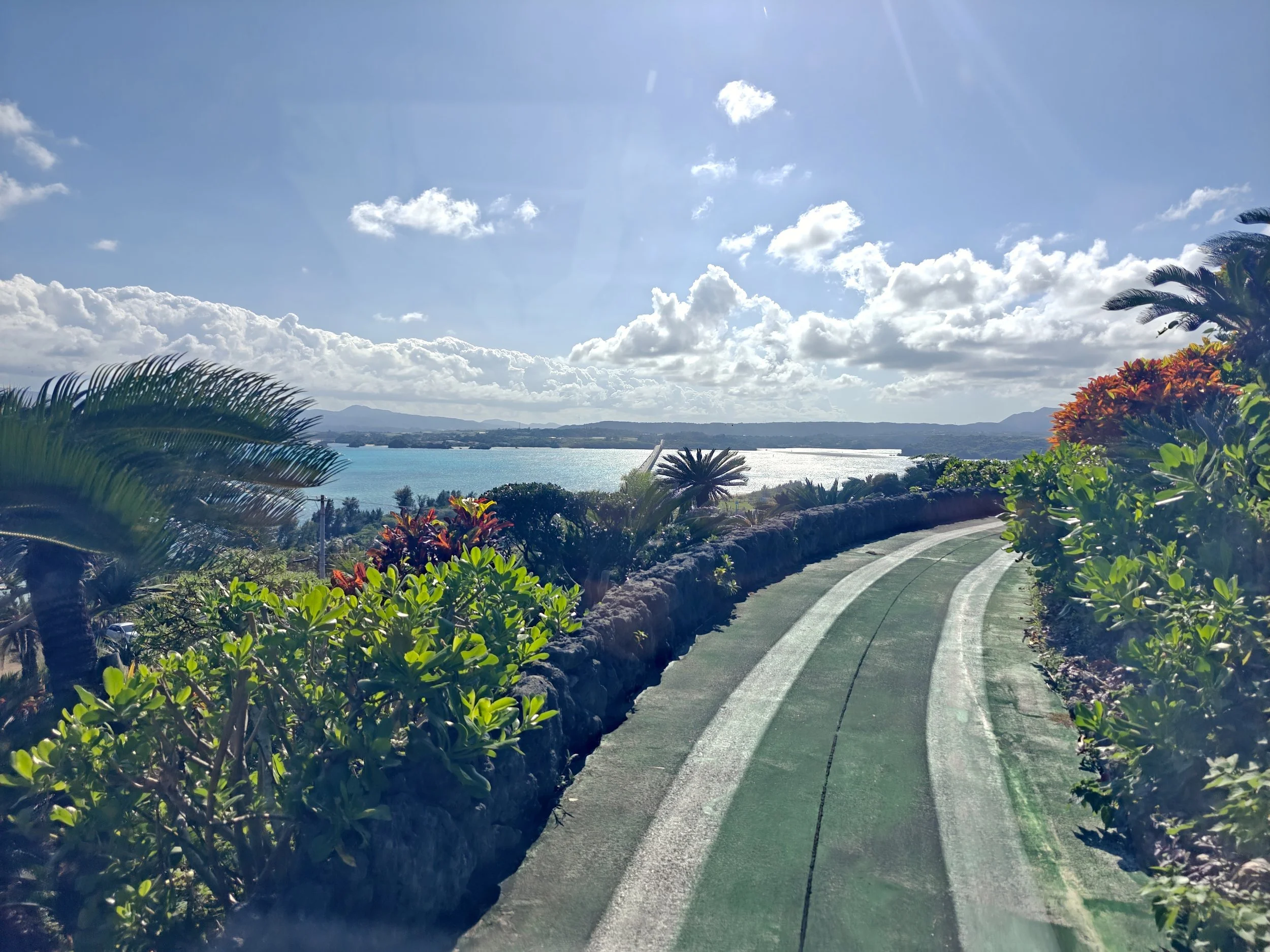 Lush green landscape and coastal view of Okinawa Japan, one of the five official Blue Zones.