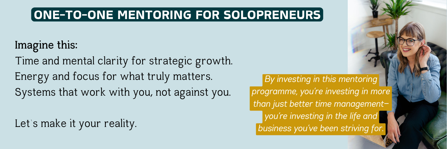 one to one mentoring for solopreneurs with time management expert Sarah Stewart