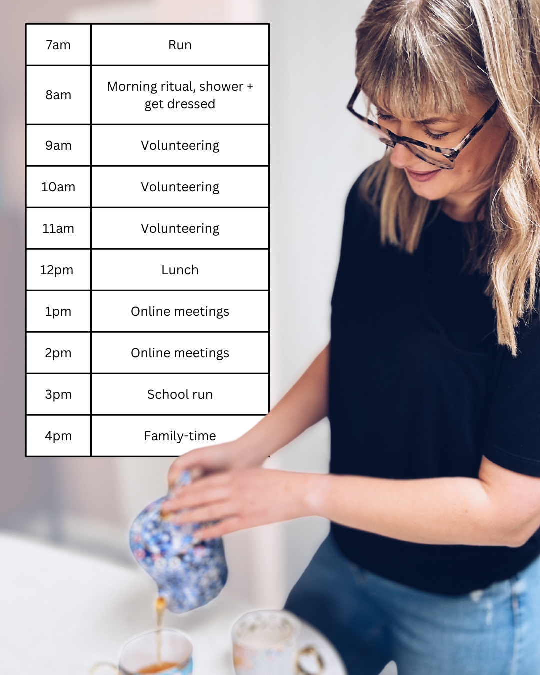 Example of a time blocked schedule