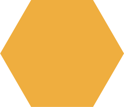 A gold hexagon on a black background.