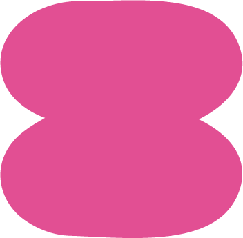 Pink number 8 with rounded edges.