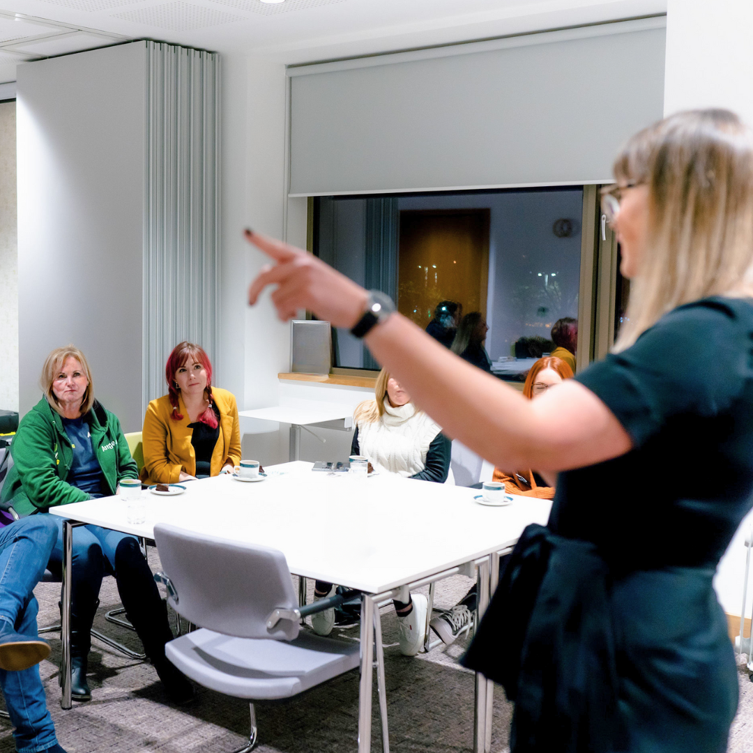 sarah stewart presenting to a group
