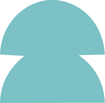 A black icon of two overlapping Pac-Man shapes facing opposite directions on a light blue circular background.