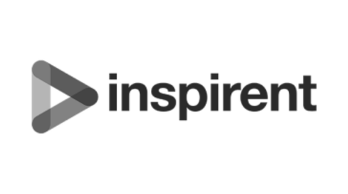 Inspirit logo with a triangle play button icon and the word 'inspirit' in lowercase letters.