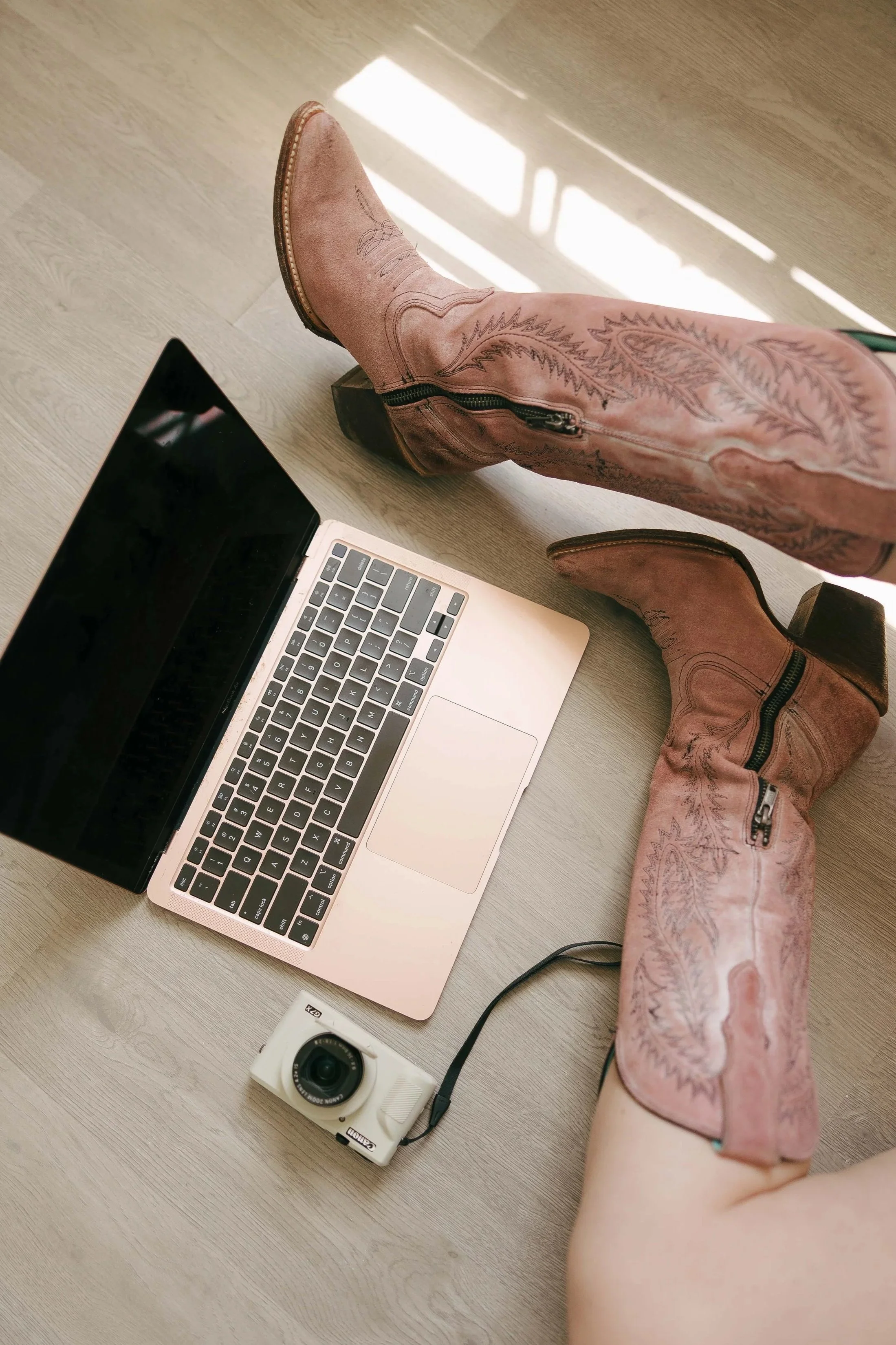 Social media strategy planning on laptop