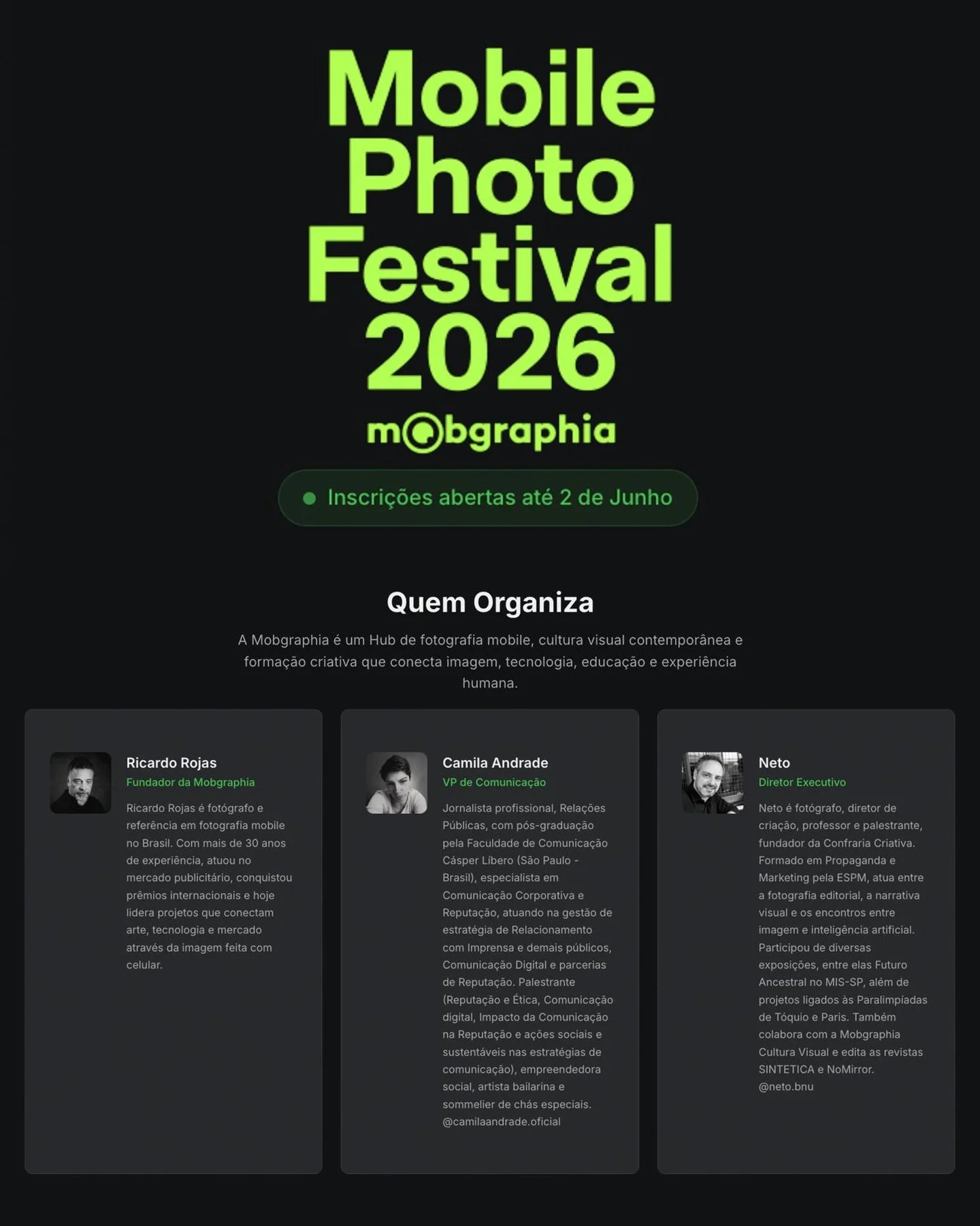 Muito bom estar mais uma vez na organiza&ccedil;&atilde;o do Maior Festival de Fotografias com Celular da Am&eacute;rica Latina! 

Quero agradecer ao @rrojas65 e &agrave; @camilaandrade.oficial pela oportunidade e pela confian&ccedil;a em fazer parte