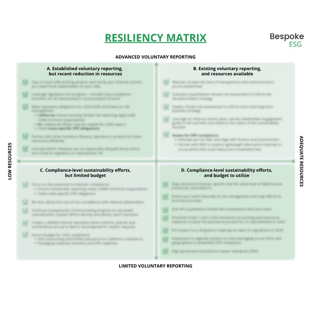 Climate Resiliency Matrix — Bespoke ESG