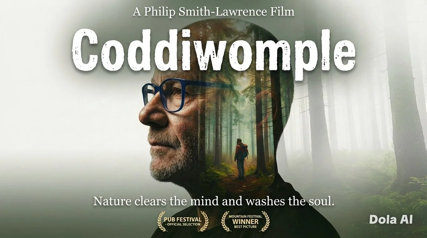 Poster for the film "Codiwample" showing a man's profile with a forest scene inside his silhouette and the text "A Philip Smith-Lawrence Film, Codiwample, Nature clears the mind and washes the soul."