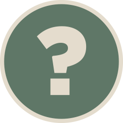 A circular icon with a green background and a white question mark in the center.