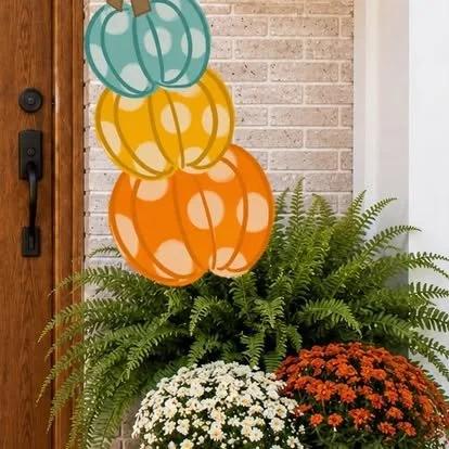 Pumpkin Stack 24 inch Potted Plant Stake