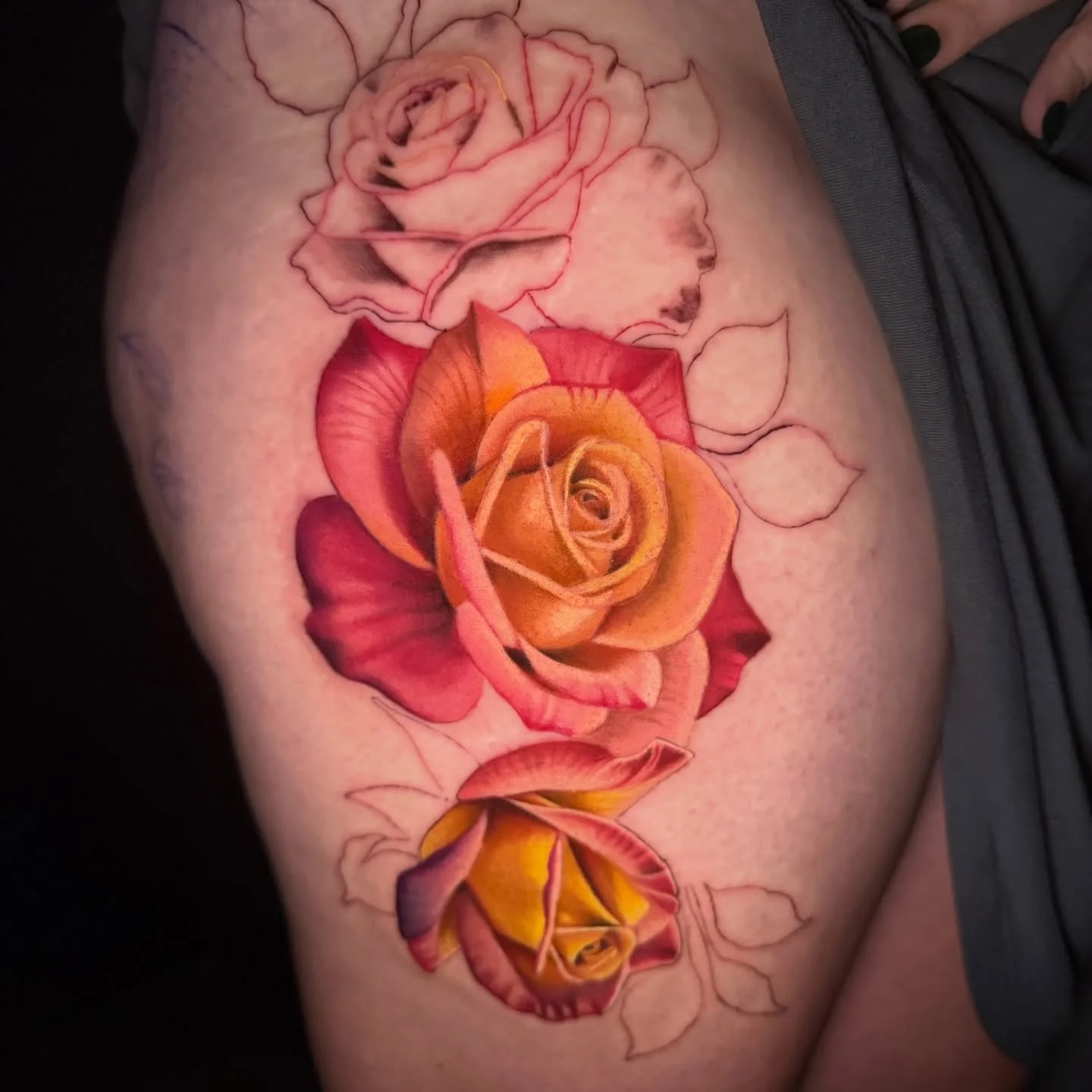 In progress roses, with not just one, but 2 pet portraits to be included! So excited for the progress on this and can&rsquo;t wait to share the final reveal too. 

You can schedule a free consultation online at satoritattoocollective.com/consultation