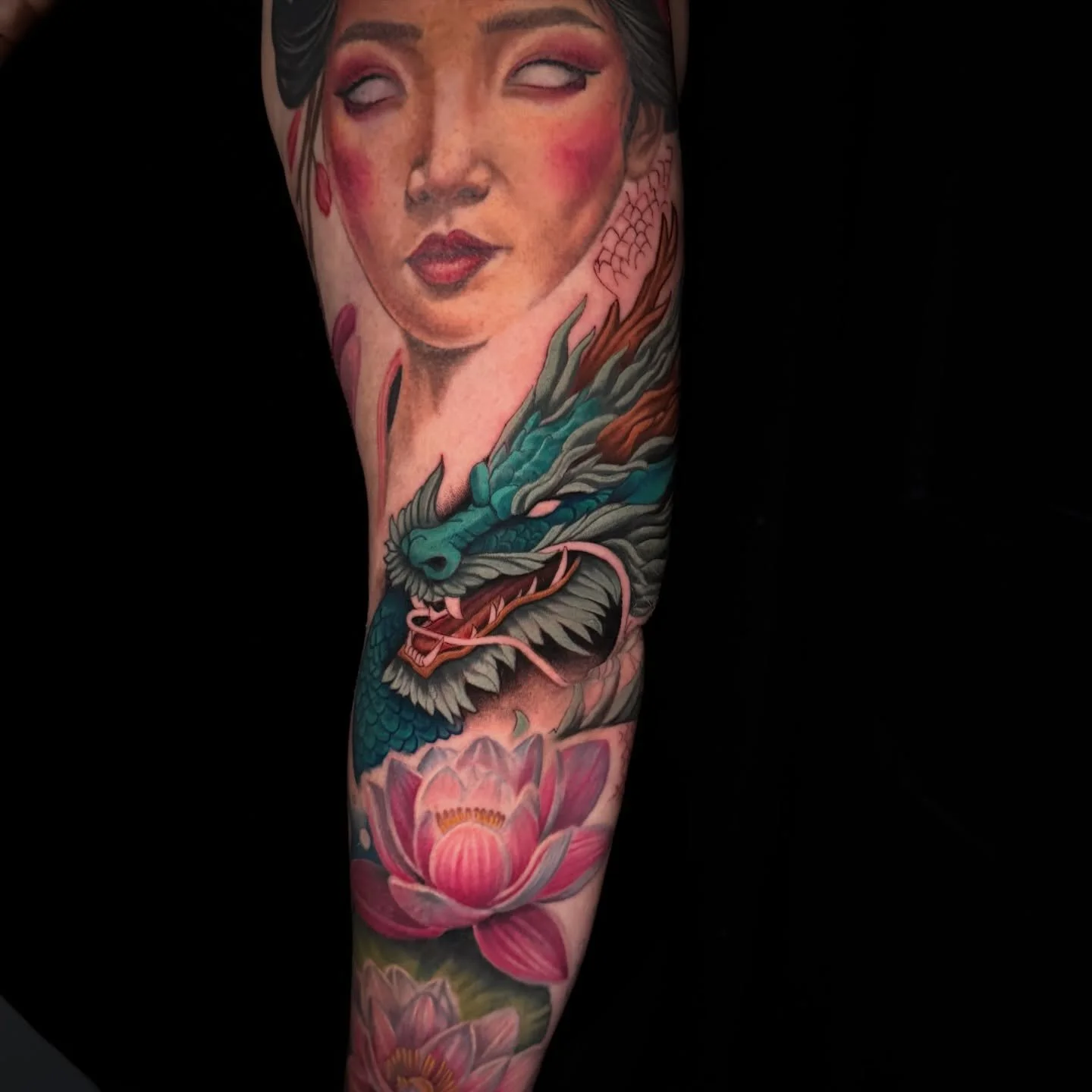 Little dragon addition to this sleeve coming together piece by piece! Can&rsquo;t wait to see the whole thing come together! Stay tuned for more