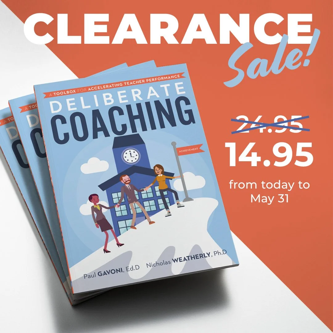 A promotional flyer design for "Deliberate Coaching – First Edition" on a promotional flyer for a temporary clearance sale.